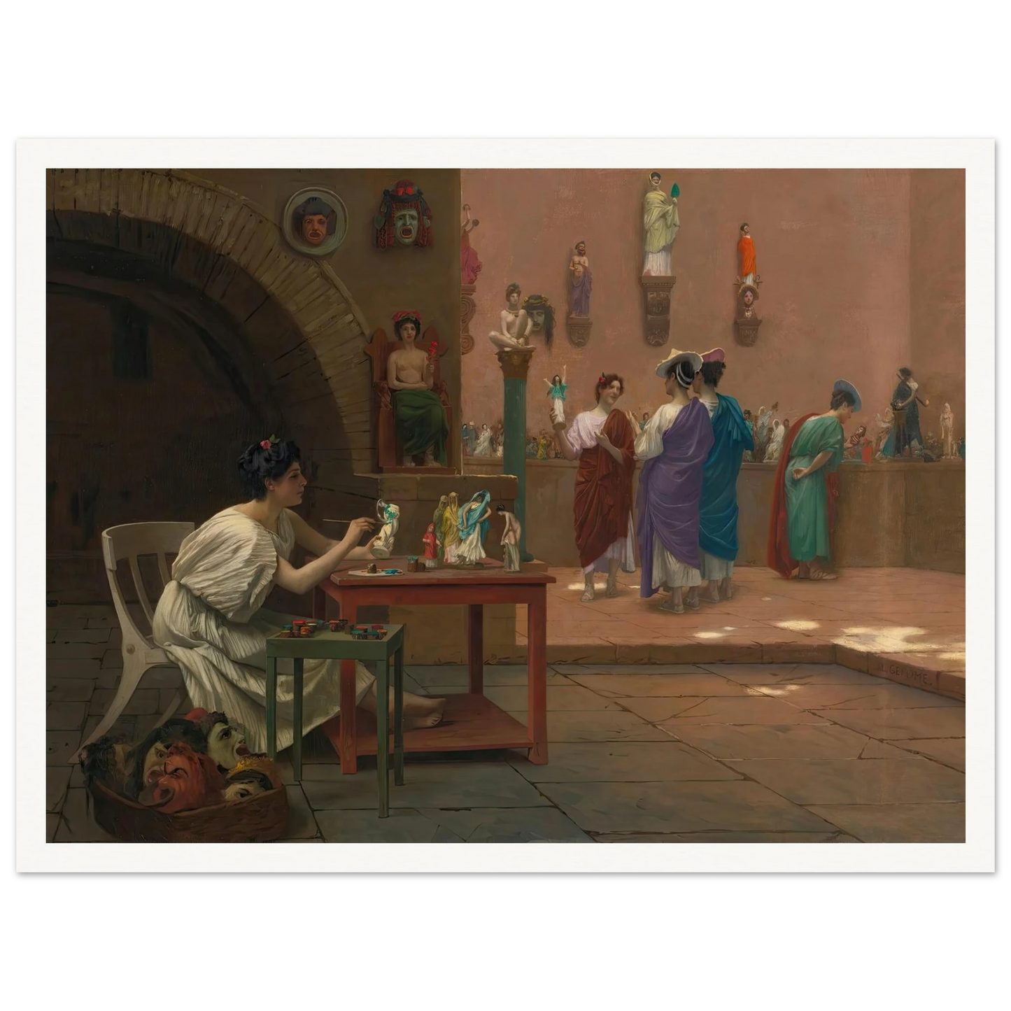 Atelier De Tanagra Art Print | Jean Leon Gerome - Framed Poster - 30x40 cm / 12x16″ - Black frame