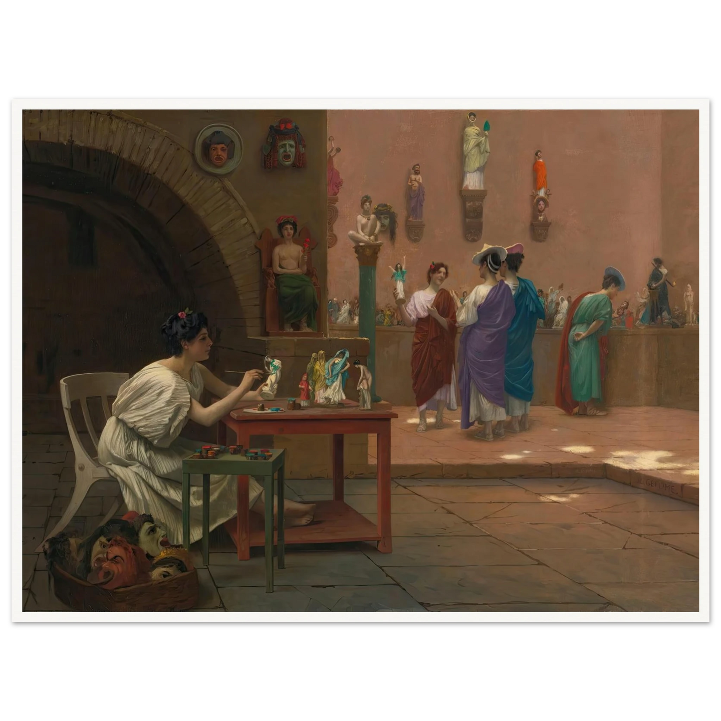 Atelier De Tanagra Art Print | Jean Leon Gerome - Framed Poster - 30x40 cm / 12x16″ - Black frame