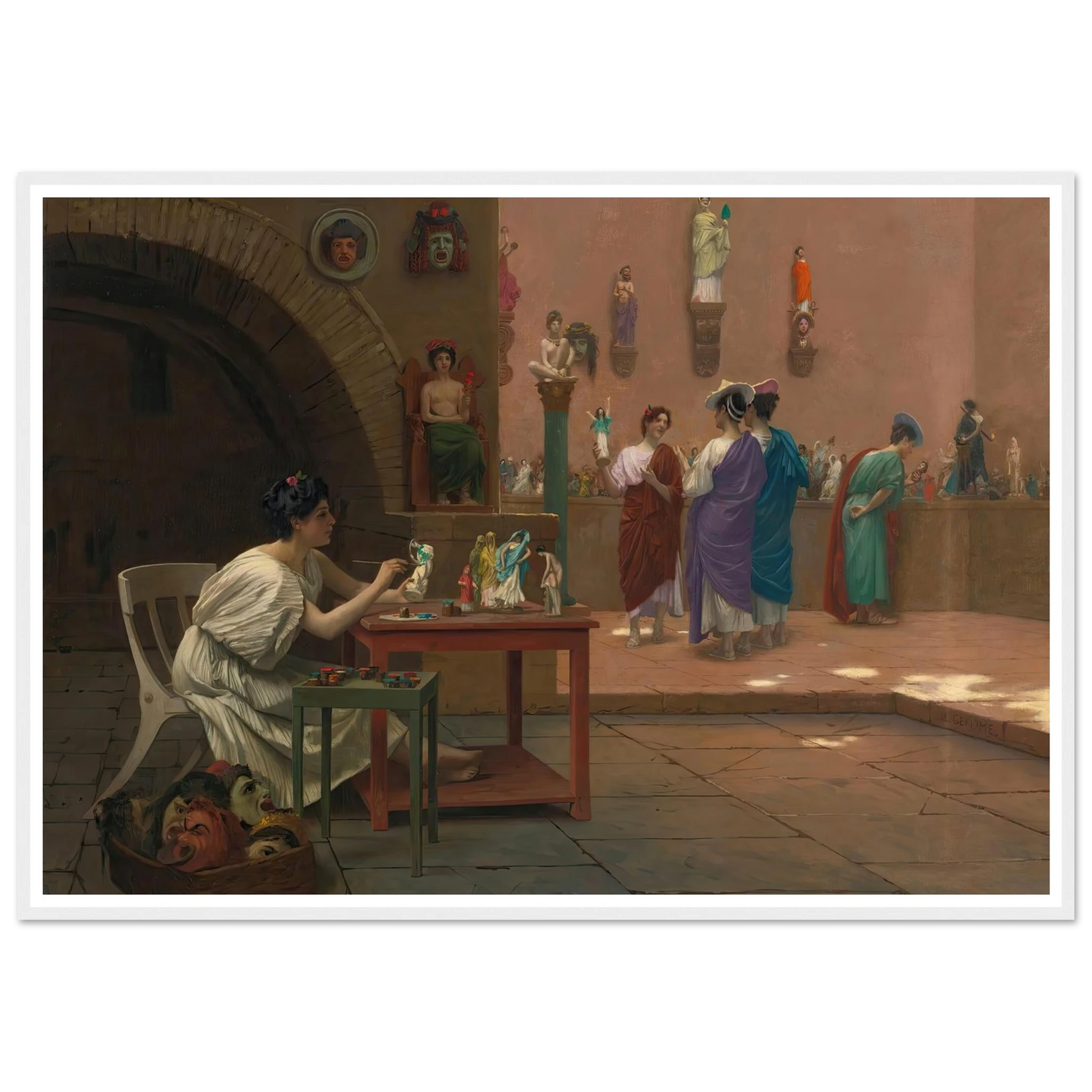 Atelier De Tanagra Art Print | Jean Leon Gerome - Framed Poster - 30x40 cm / 12x16″ - Black frame