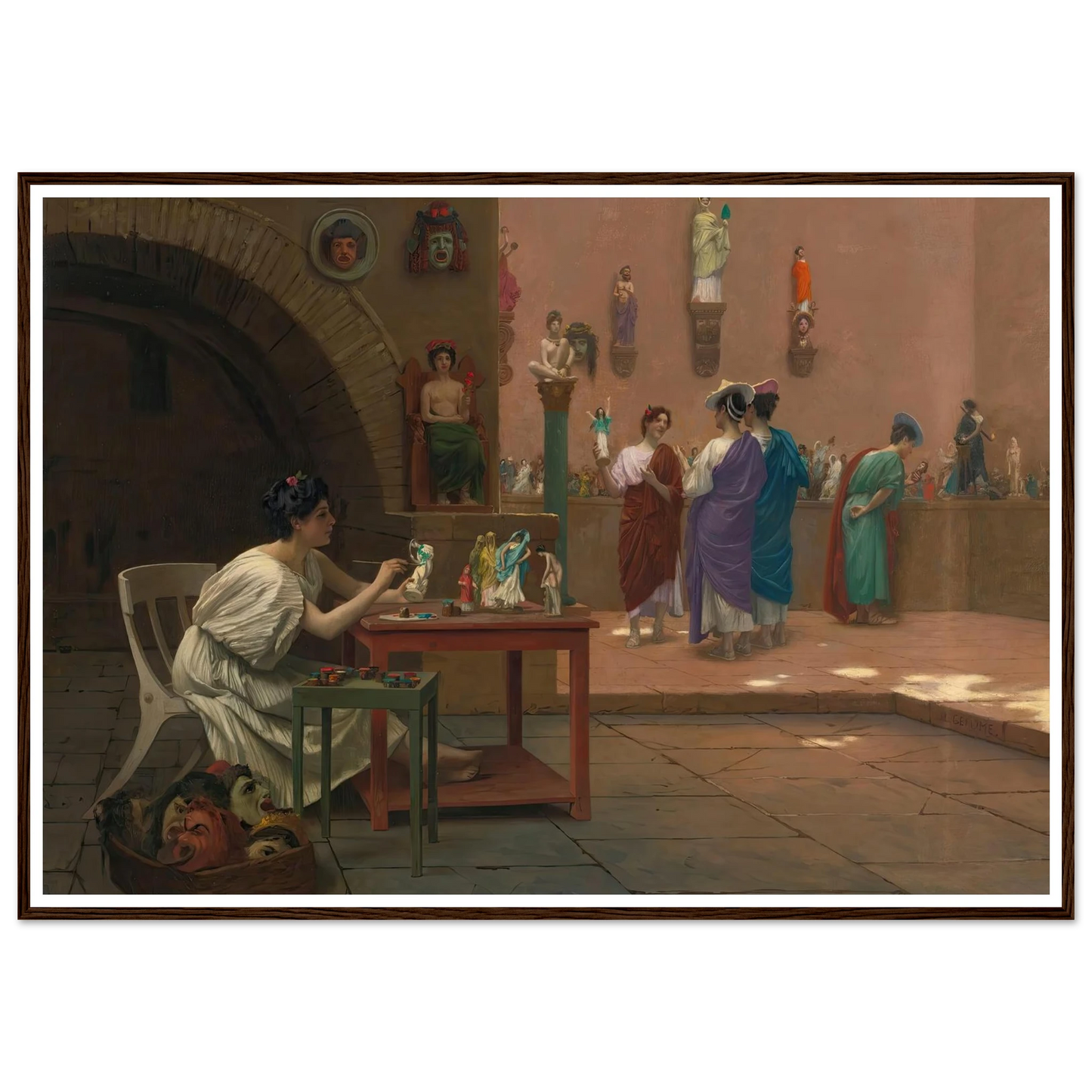 Atelier De Tanagra Art Print | Jean Leon Gerome - Framed Poster - 30x40 cm / 12x16″ - Black frame