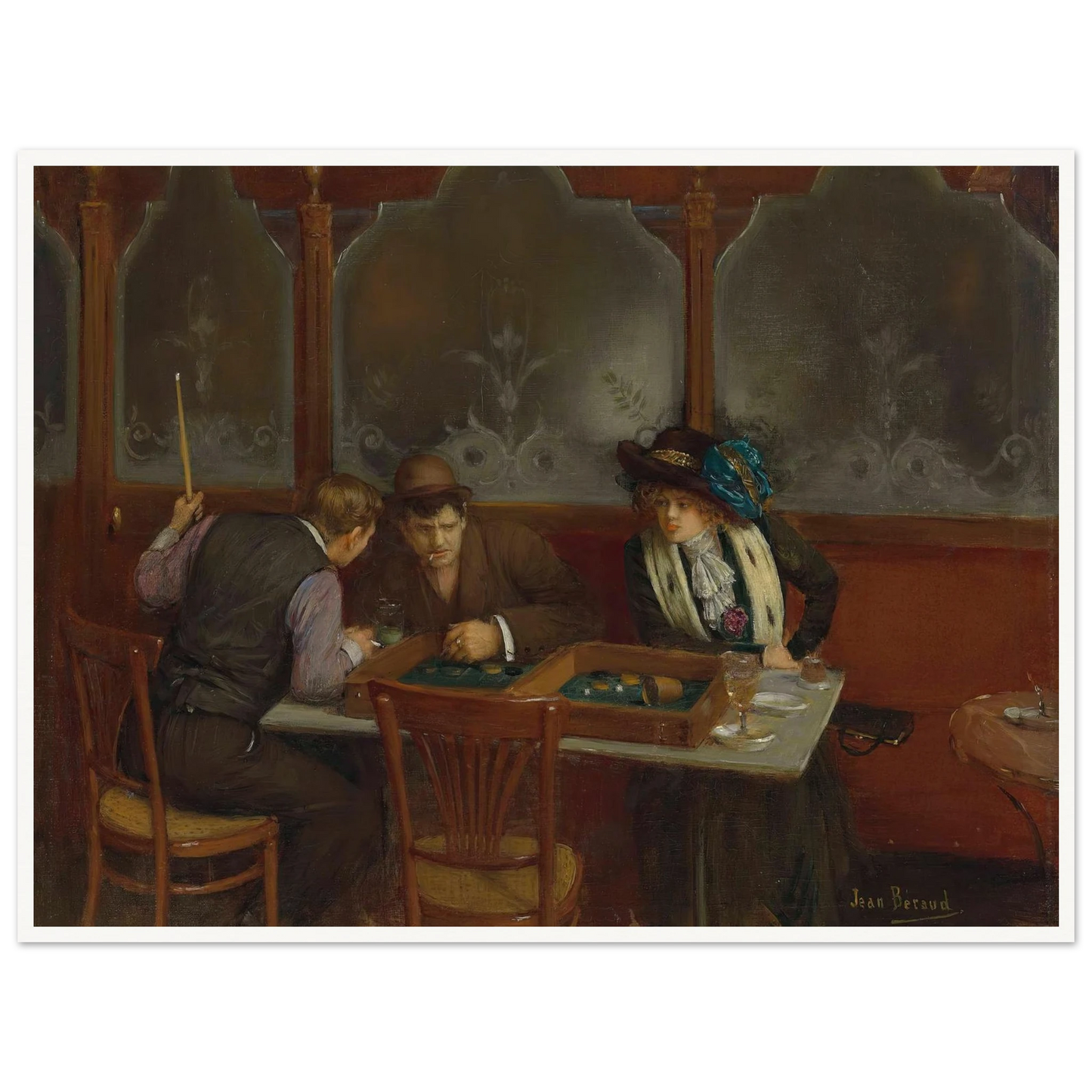 Au café Art Print | Jean Beraud - Framed Poster - 30x40 cm / 12x16″ - Black frame