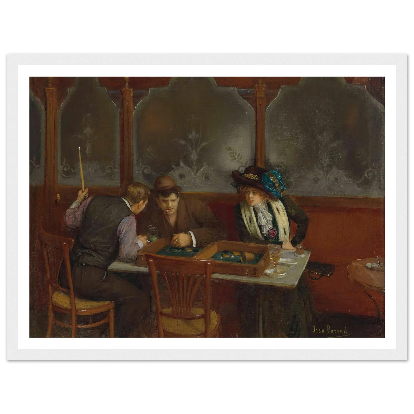 Au café Art Print | Jean Beraud - Framed Poster - 30x40 cm / 12x16″ - Black frame