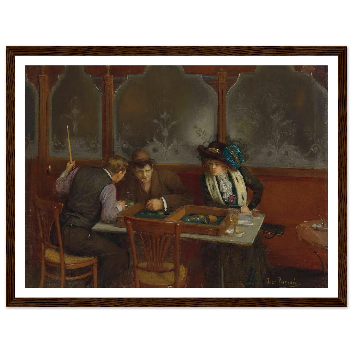 Au café Art Print | Jean Beraud - Framed Poster - 30x40 cm / 12x16″ - Black frame