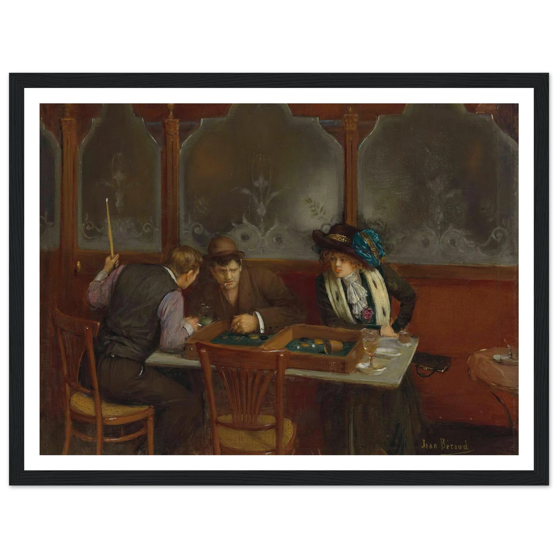 Au café Art Print | Jean Beraud - Framed Poster - 30x40 cm / 12x16″ - Black frame