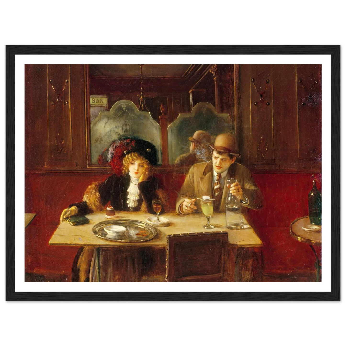 Au café, dit l’Absinthe (1909) Art Print | Jean Beraud - Framed Poster - 30x40 cm / 12x16″ - Black frame