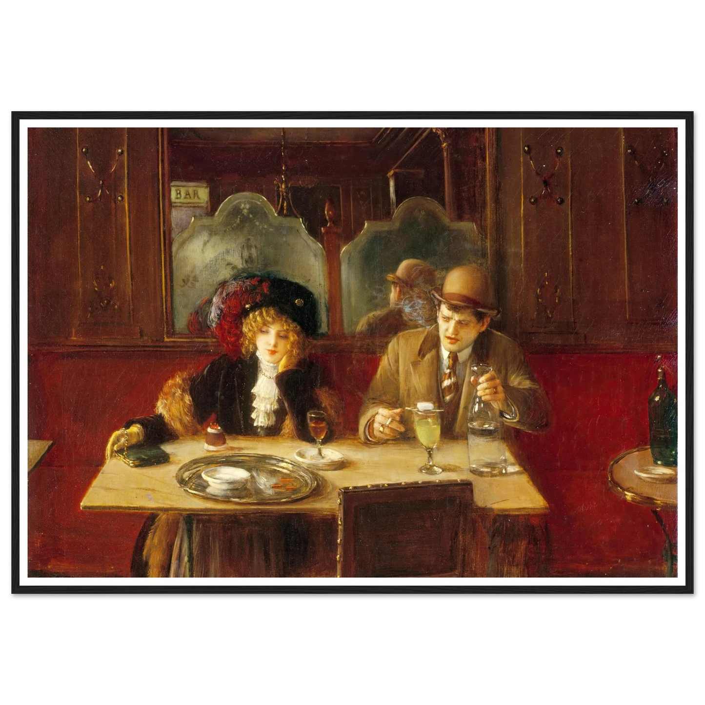 Au café, dit l’Absinthe (1909) Art Print | Jean Beraud - Framed Poster - 30x40 cm / 12x16″ - Black frame