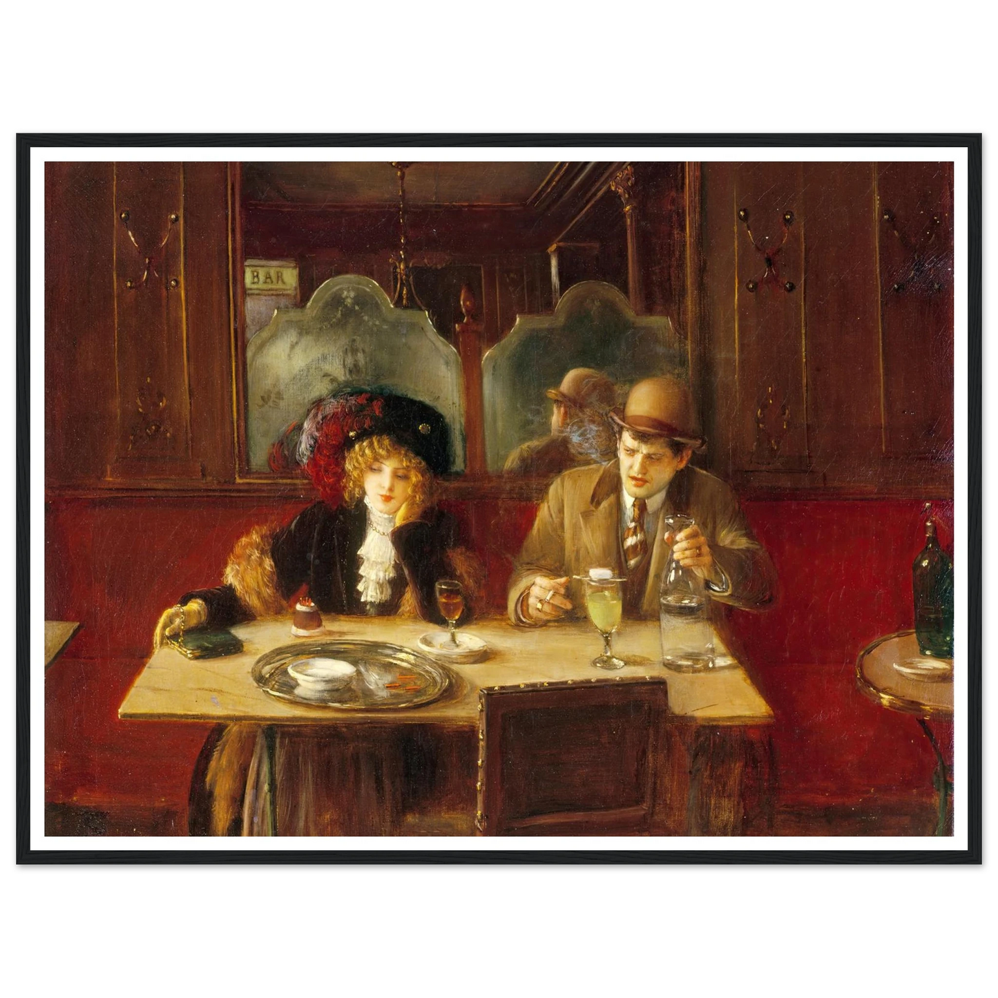 Au café, dit l’Absinthe (1909) Art Print | Jean Beraud - Framed Poster - 30x40 cm / 12x16″ - Black frame