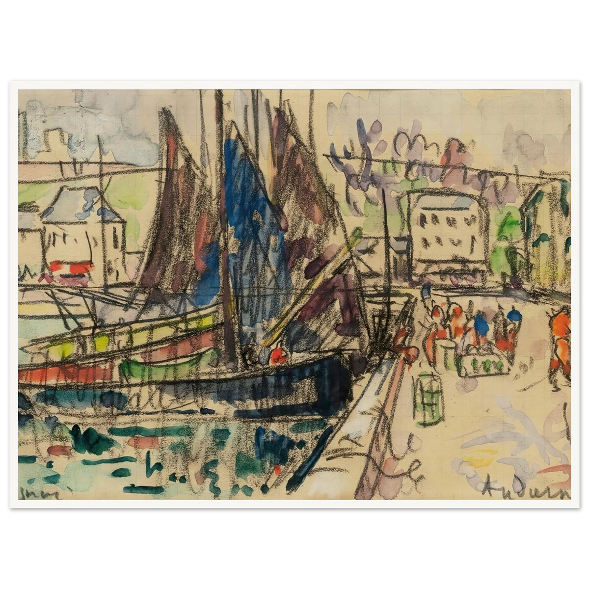 Audierne (1927) Art Print | Paul Signac - Framed Poster - 30x40 cm / 12x16″ - Black frame