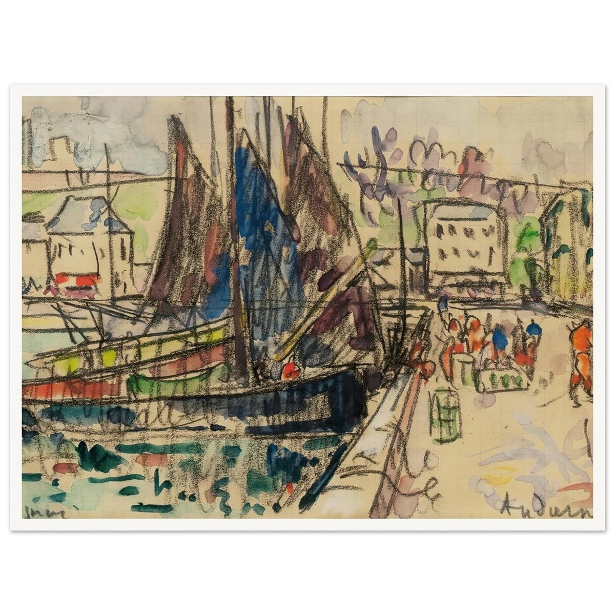 Audierne (1927) Art Print | Paul Signac - Framed Poster - 30x40 cm / 12x16″ - Black frame