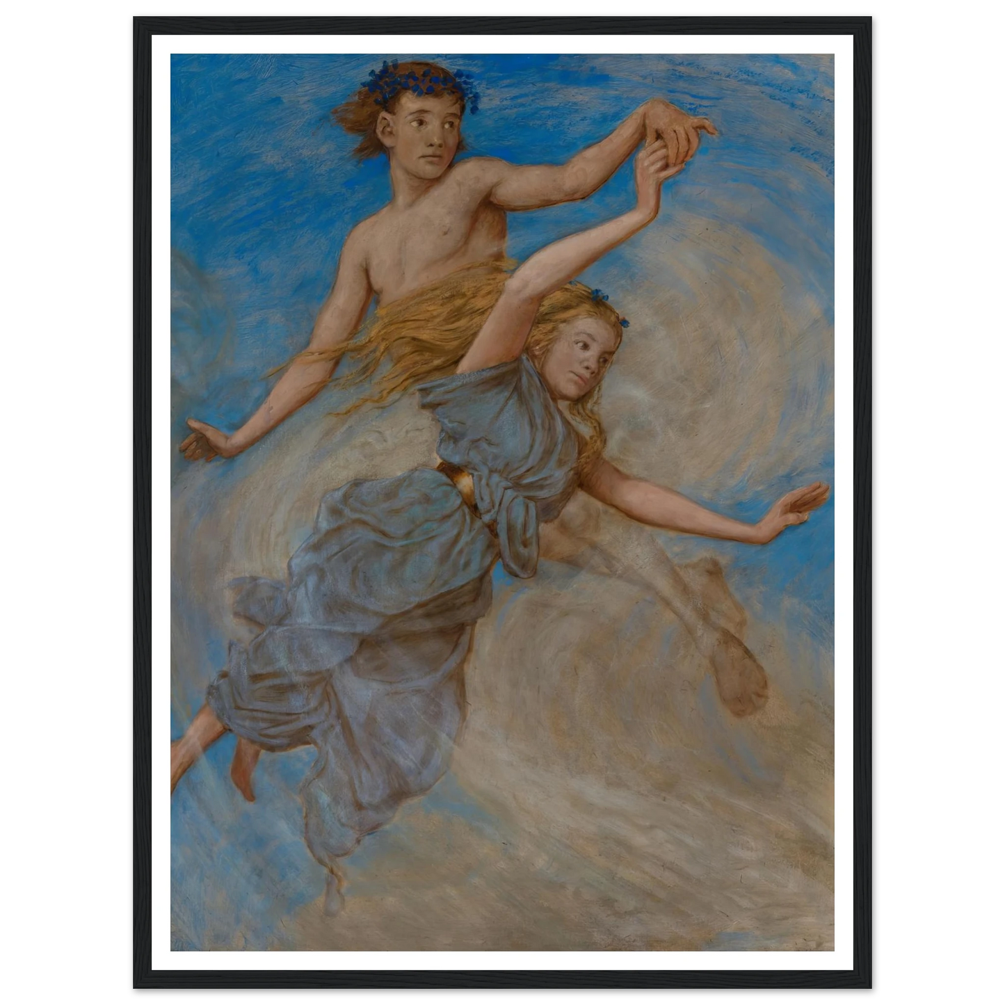 August (Erntetanz) (1906) Art Print | Hans Thoma - Framed Poster - 30x40 cm / 12x16″ - Black frame