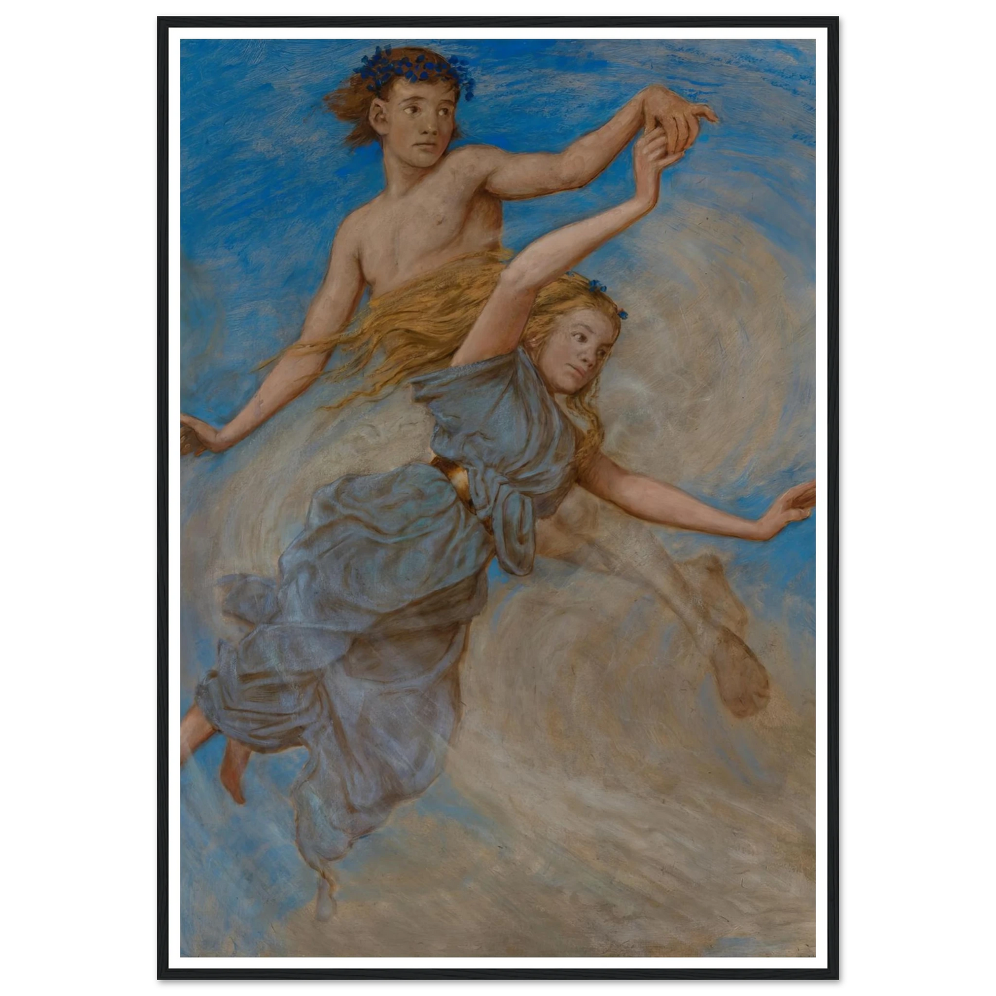 August (Erntetanz) (1906) Art Print | Hans Thoma - Framed Poster - 30x40 cm / 12x16″ - Black frame