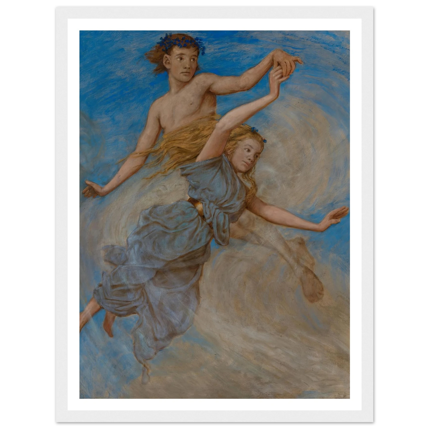 August (Erntetanz) (1906) Art Print | Hans Thoma - Framed Poster - 30x40 cm / 12x16″ - Black frame