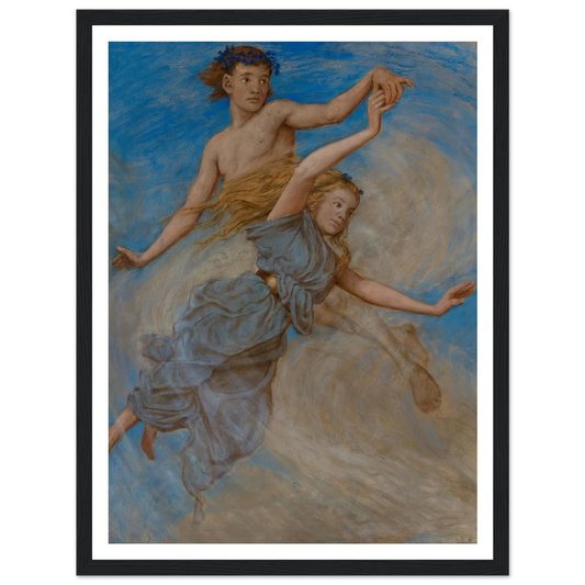 August (Erntetanz) (1906) Art Print | Hans Thoma - Framed Poster - 30x40 cm / 12x16″ - Black frame
