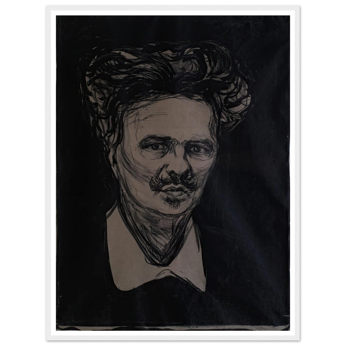 August Strindberg Art Print | Edvard Munch - Framed Poster - 30x40 cm / 12x16″ - Black frame