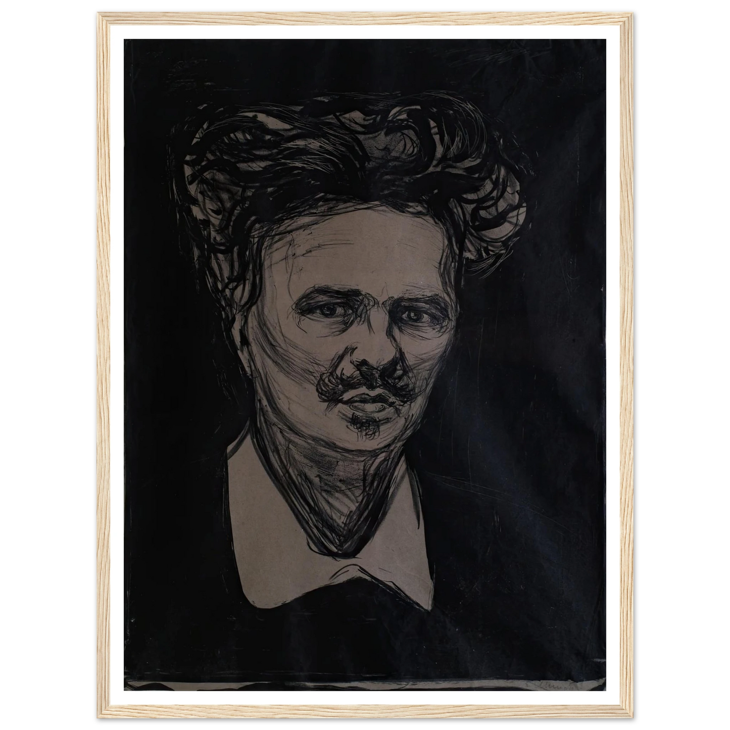 August Strindberg Art Print | Edvard Munch - Framed Poster - 30x40 cm / 12x16″ - Black frame