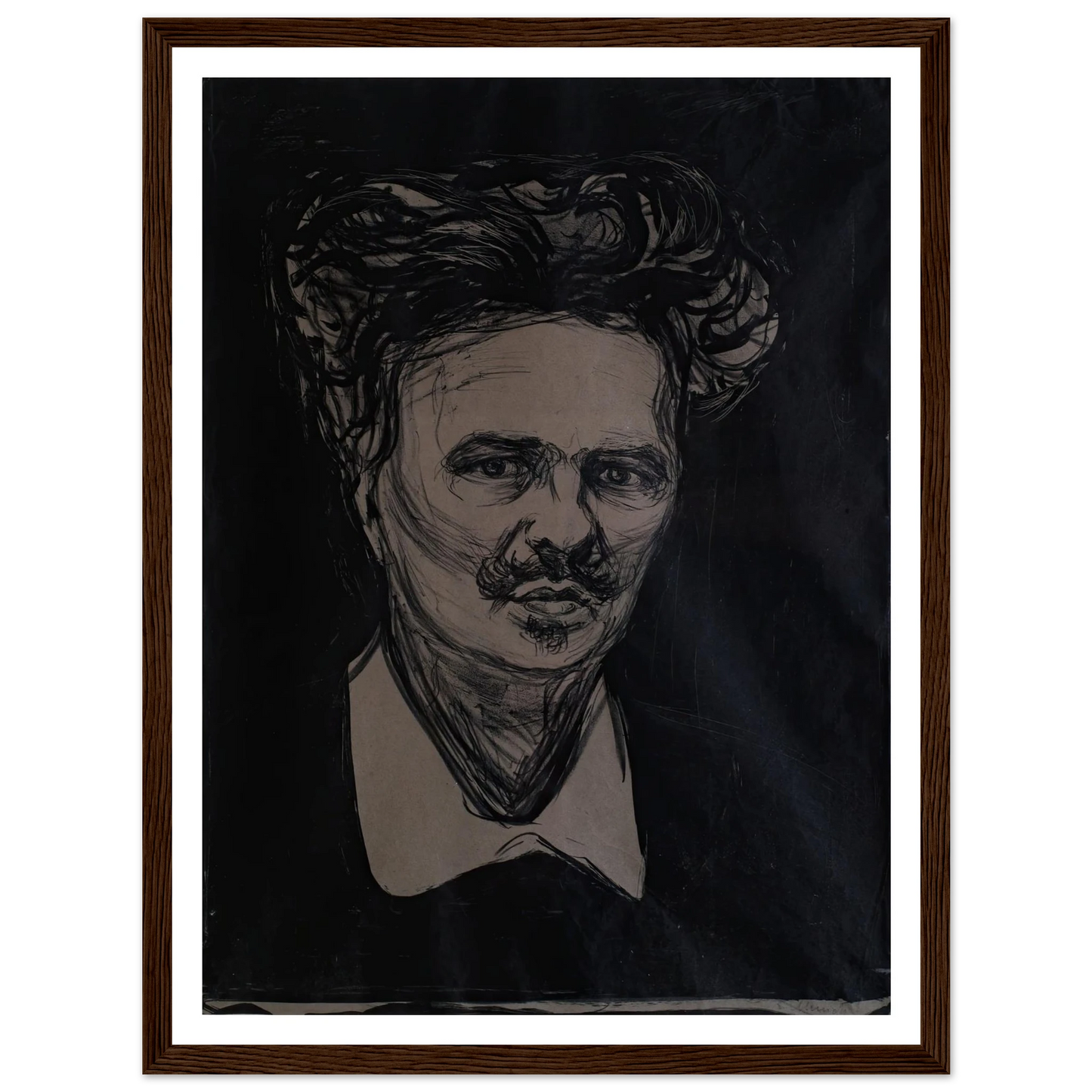 August Strindberg Art Print | Edvard Munch - Framed Poster - 30x40 cm / 12x16″ - Black frame
