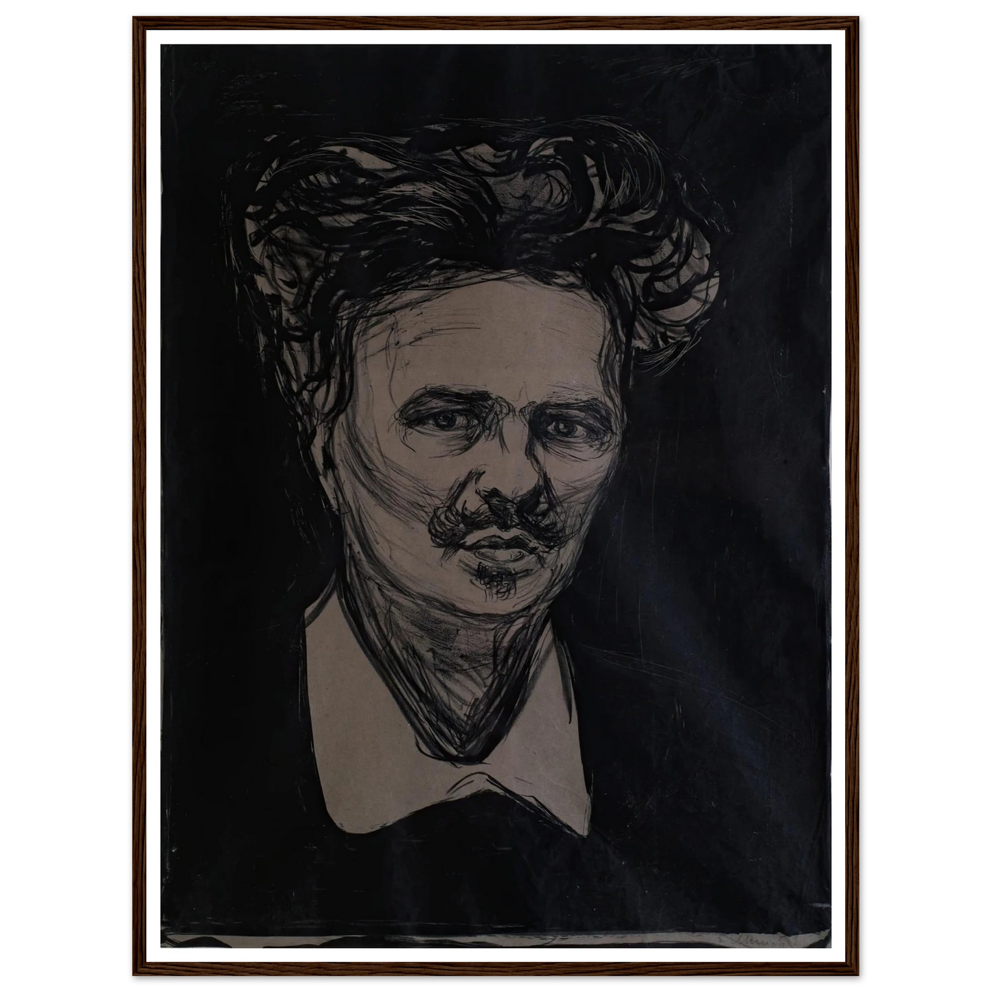August Strindberg Art Print | Edvard Munch - Framed Poster - 30x40 cm / 12x16″ - Black frame
