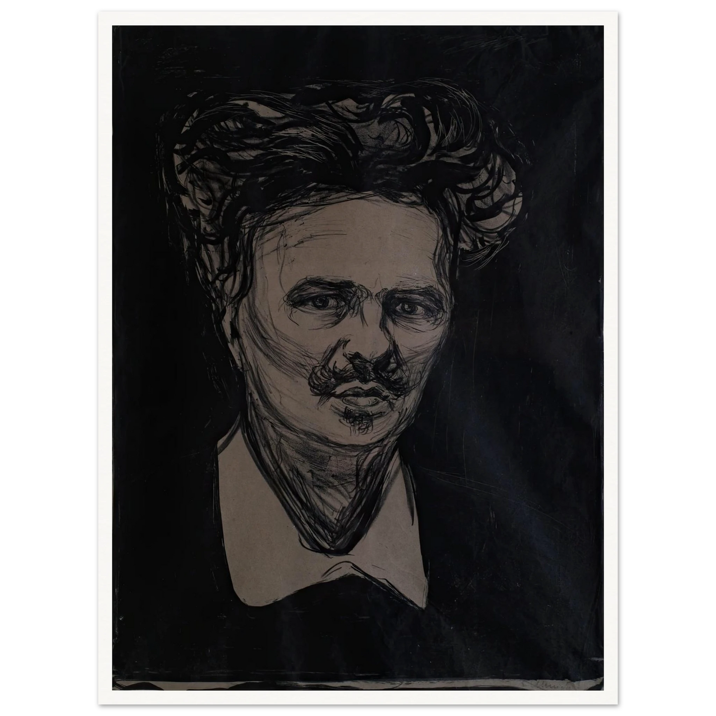 August Strindberg Art Print | Edvard Munch - Framed Poster - 30x40 cm / 12x16″ - Black frame