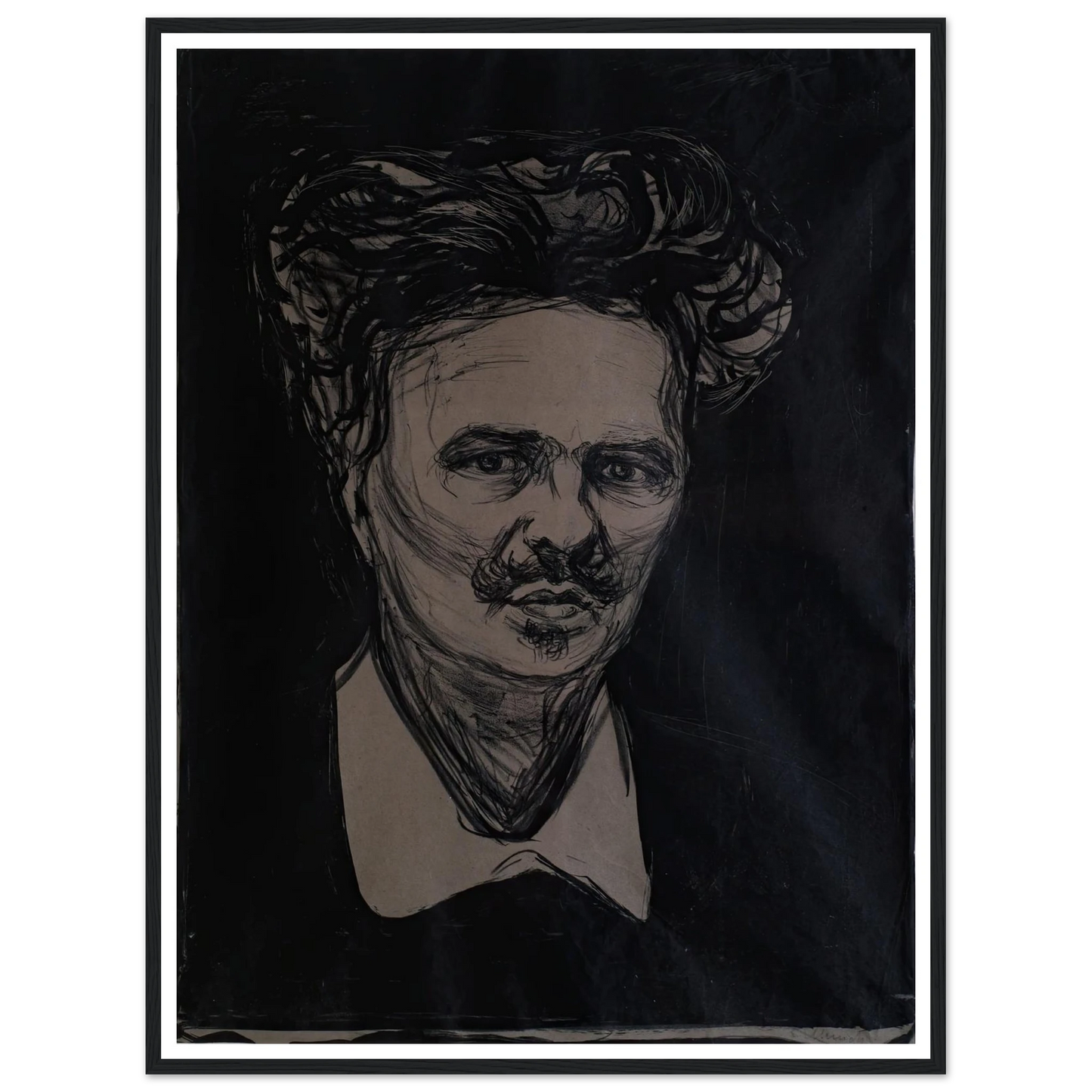 August Strindberg Art Print | Edvard Munch - Framed Poster - 30x40 cm / 12x16″ - Black frame