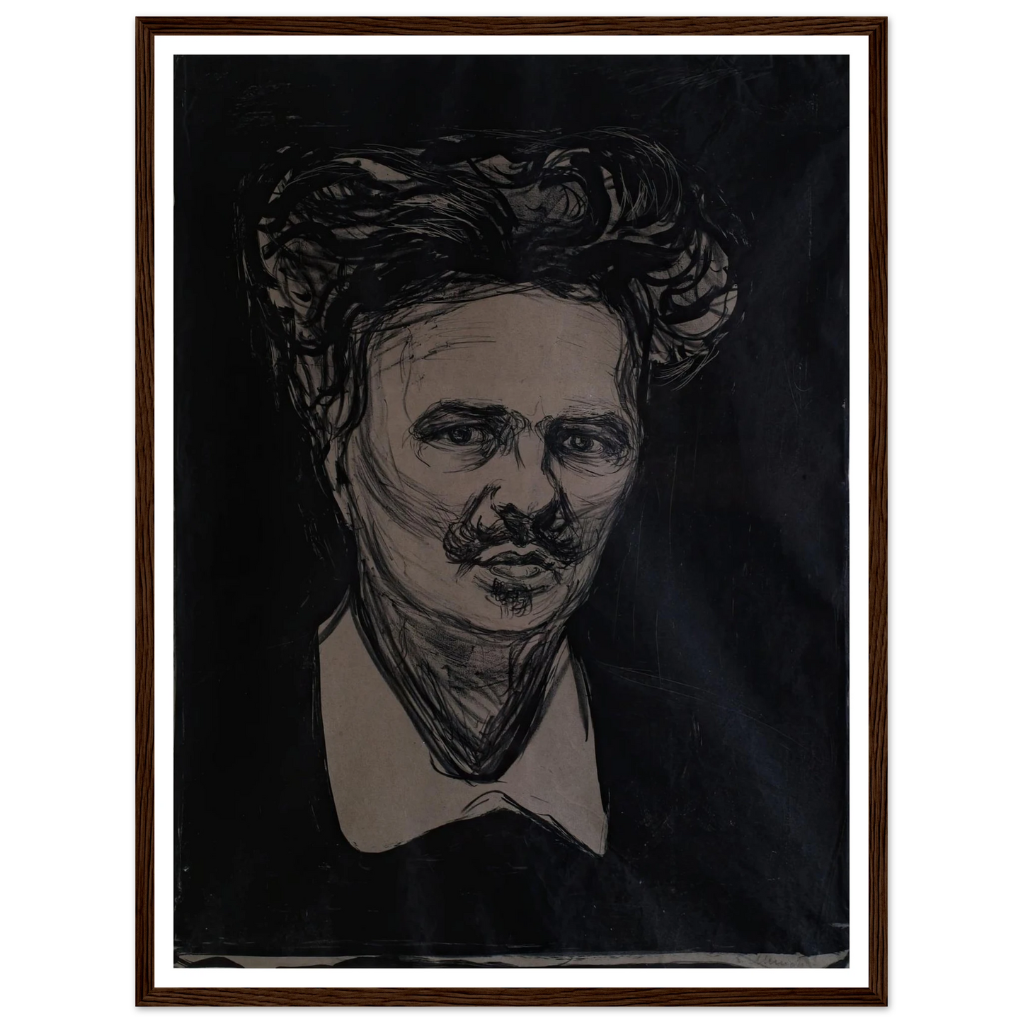 August Strindberg Art Print | Edvard Munch - Framed Poster - 30x40 cm / 12x16″ - Black frame