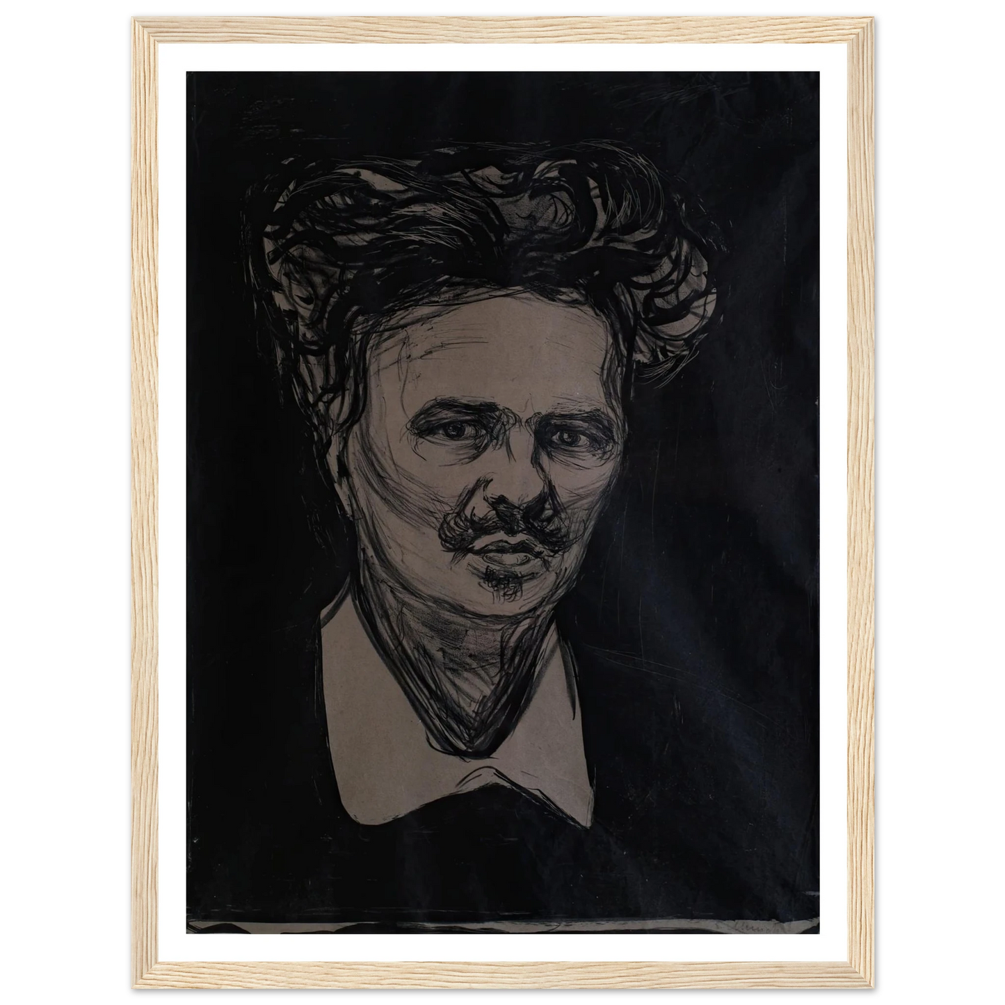 August Strindberg Art Print | Edvard Munch - Framed Poster - 30x40 cm / 12x16″ - Black frame