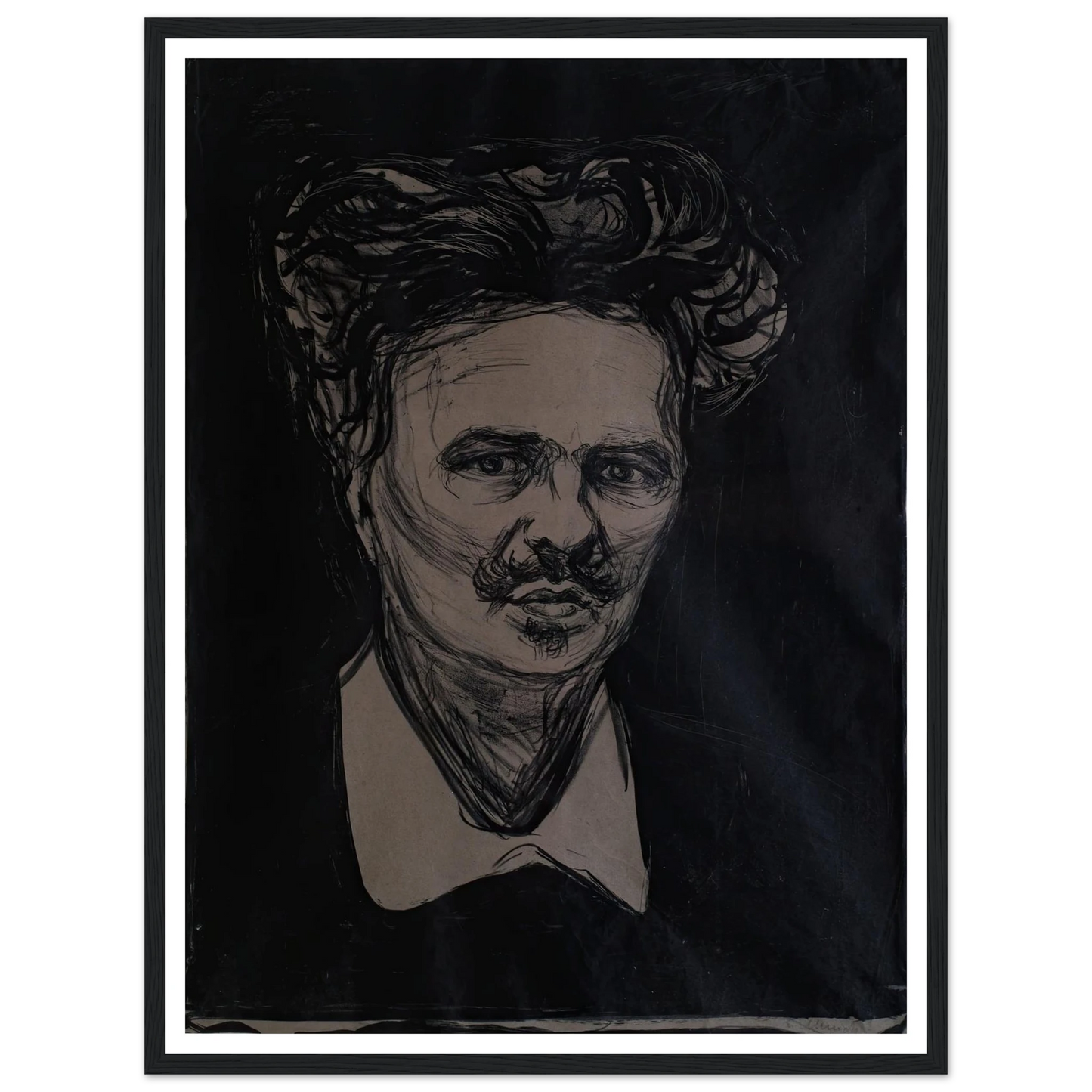 August Strindberg Art Print | Edvard Munch - Framed Poster - 30x40 cm / 12x16″ - Black frame