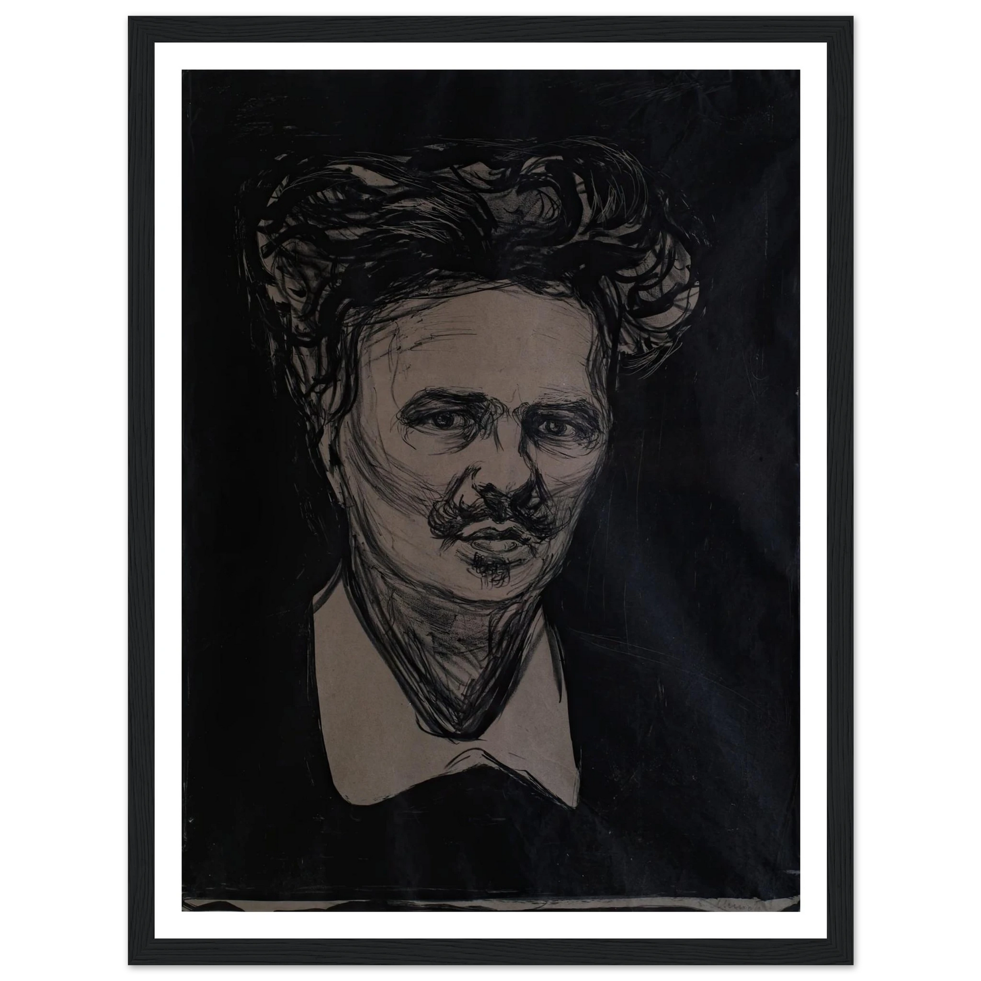 August Strindberg Art Print | Edvard Munch - Framed Poster - 30x40 cm / 12x16″ - Black frame