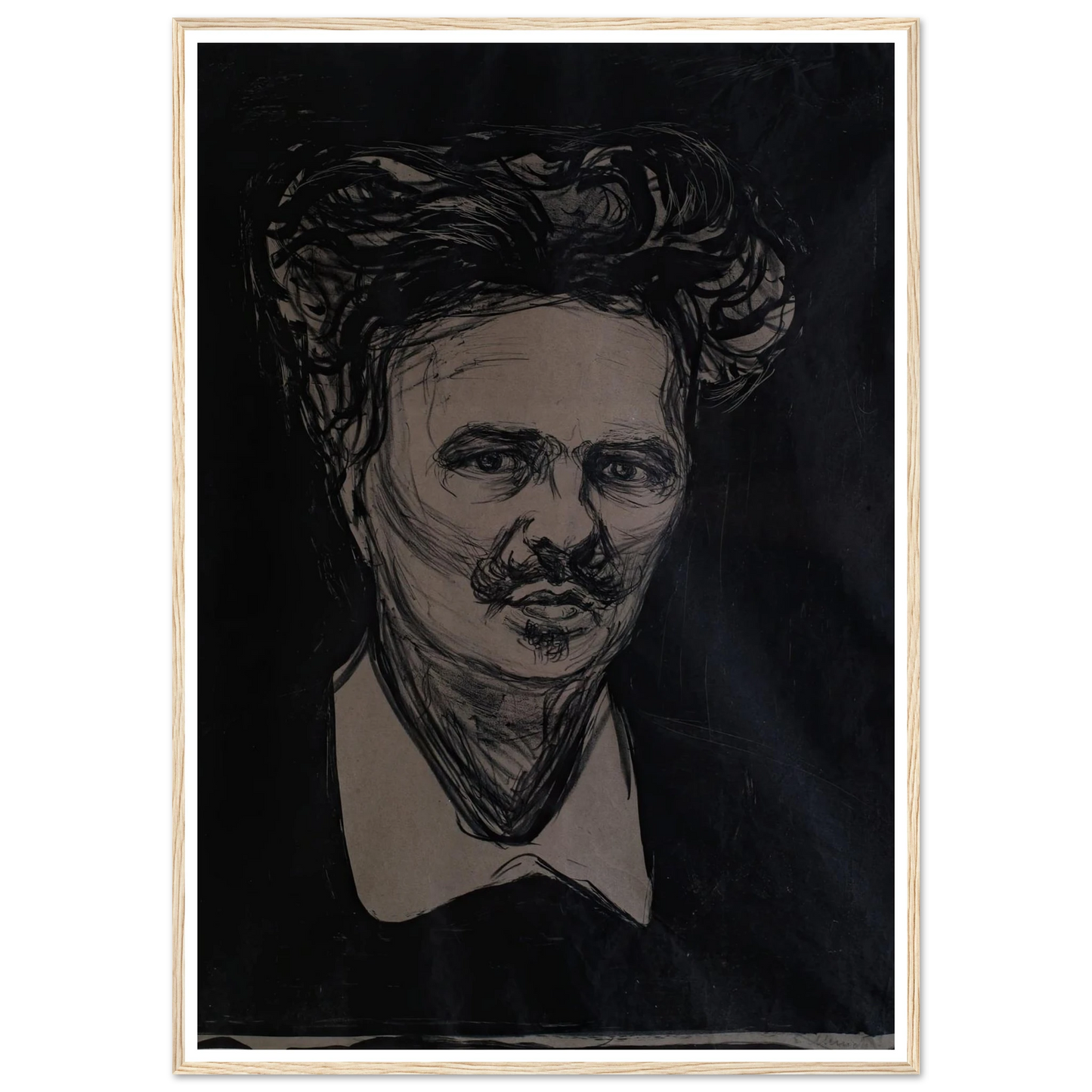 August Strindberg Art Print | Edvard Munch - Framed Poster - 30x40 cm / 12x16″ - Black frame