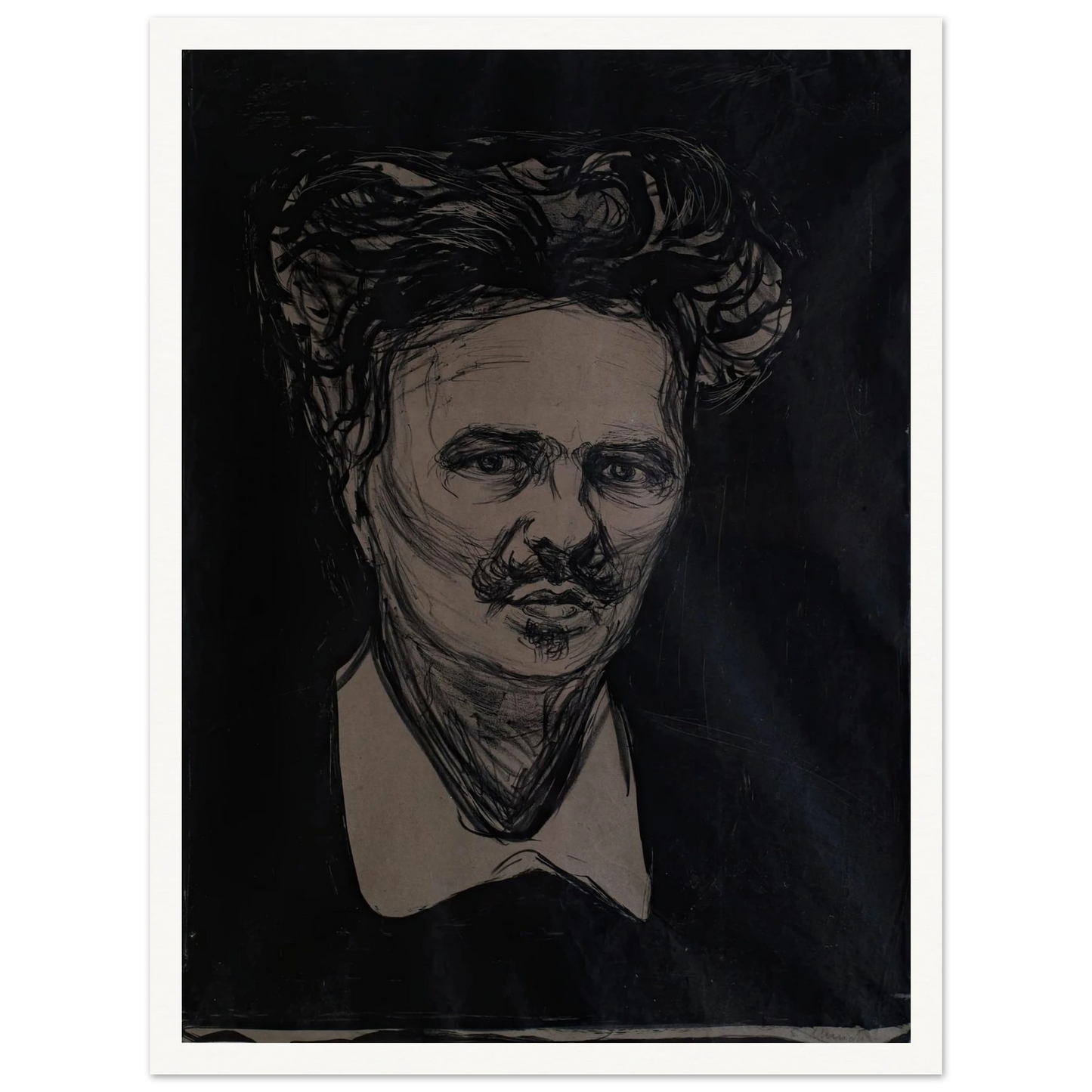 August Strindberg Art Print | Edvard Munch - Framed Poster - 30x40 cm / 12x16″ - Black frame
