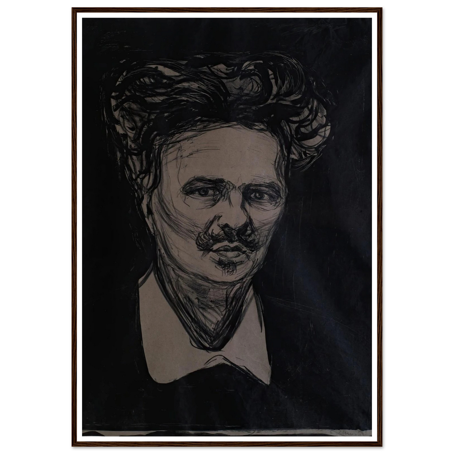 August Strindberg Art Print | Edvard Munch - Framed Poster - 30x40 cm / 12x16″ - Black frame