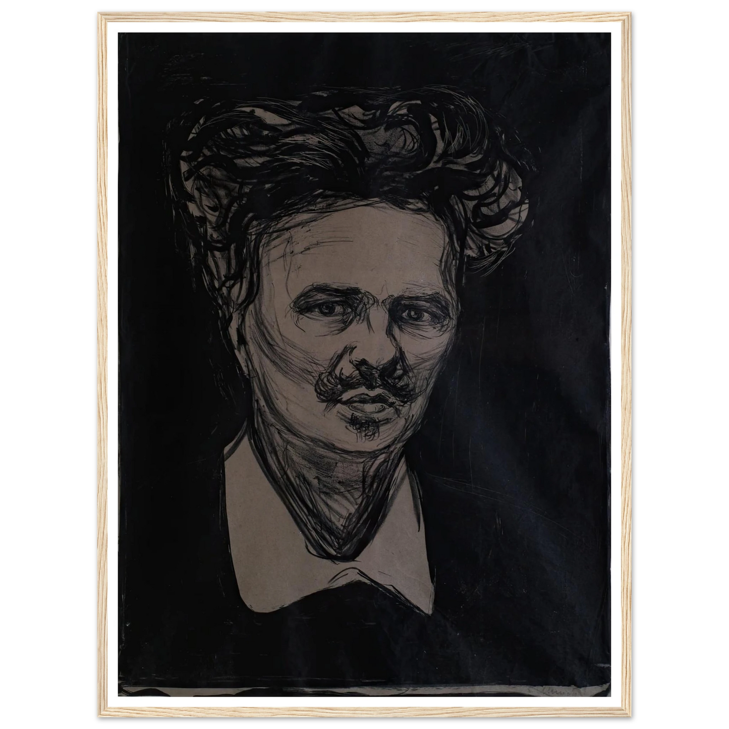 August Strindberg Art Print | Edvard Munch - Framed Poster - 30x40 cm / 12x16″ - Black frame