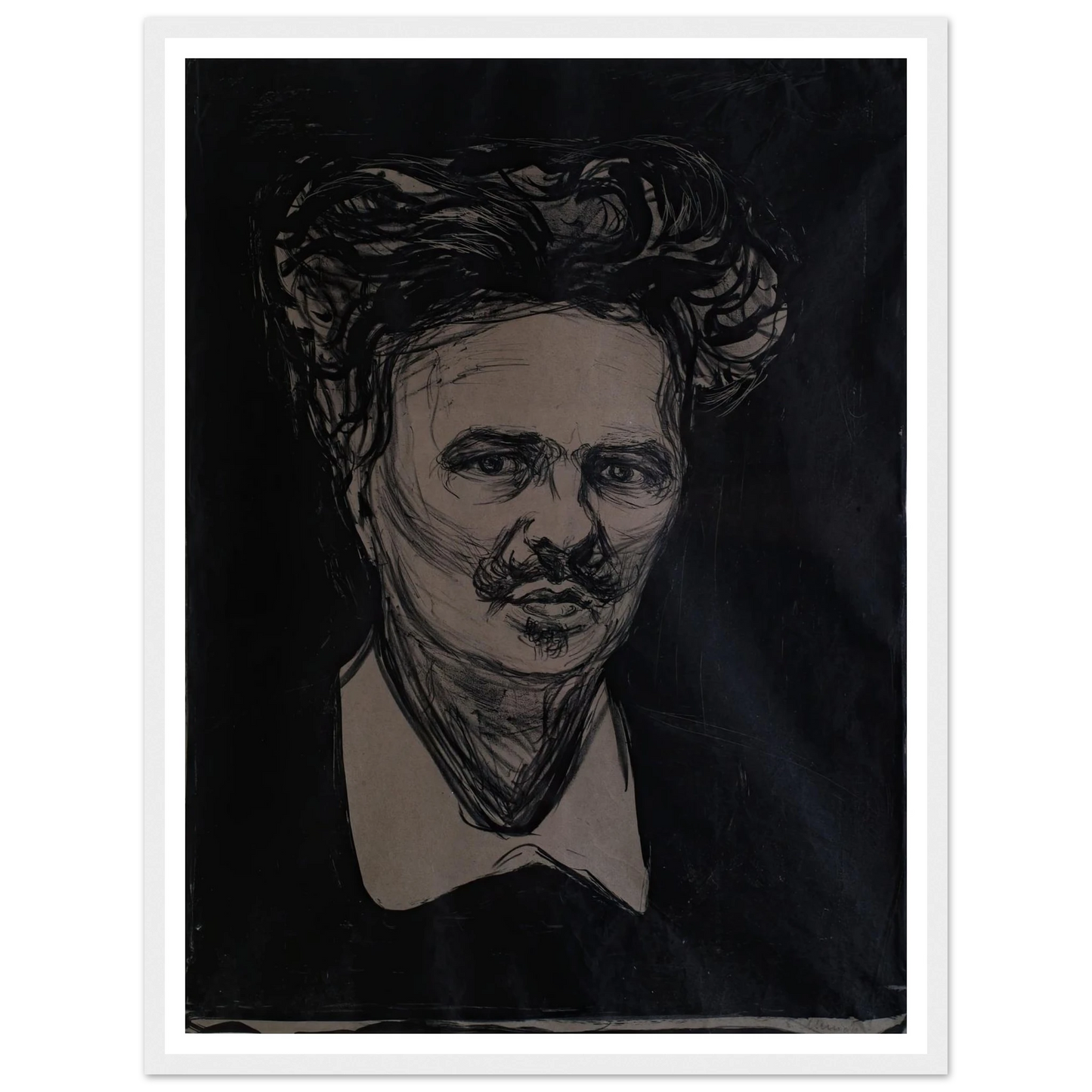 August Strindberg Art Print | Edvard Munch - Framed Poster - 30x40 cm / 12x16″ - Black frame