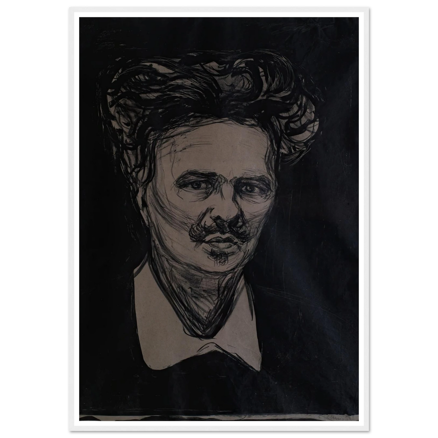 August Strindberg Art Print | Edvard Munch - Framed Poster - 30x40 cm / 12x16″ - Black frame