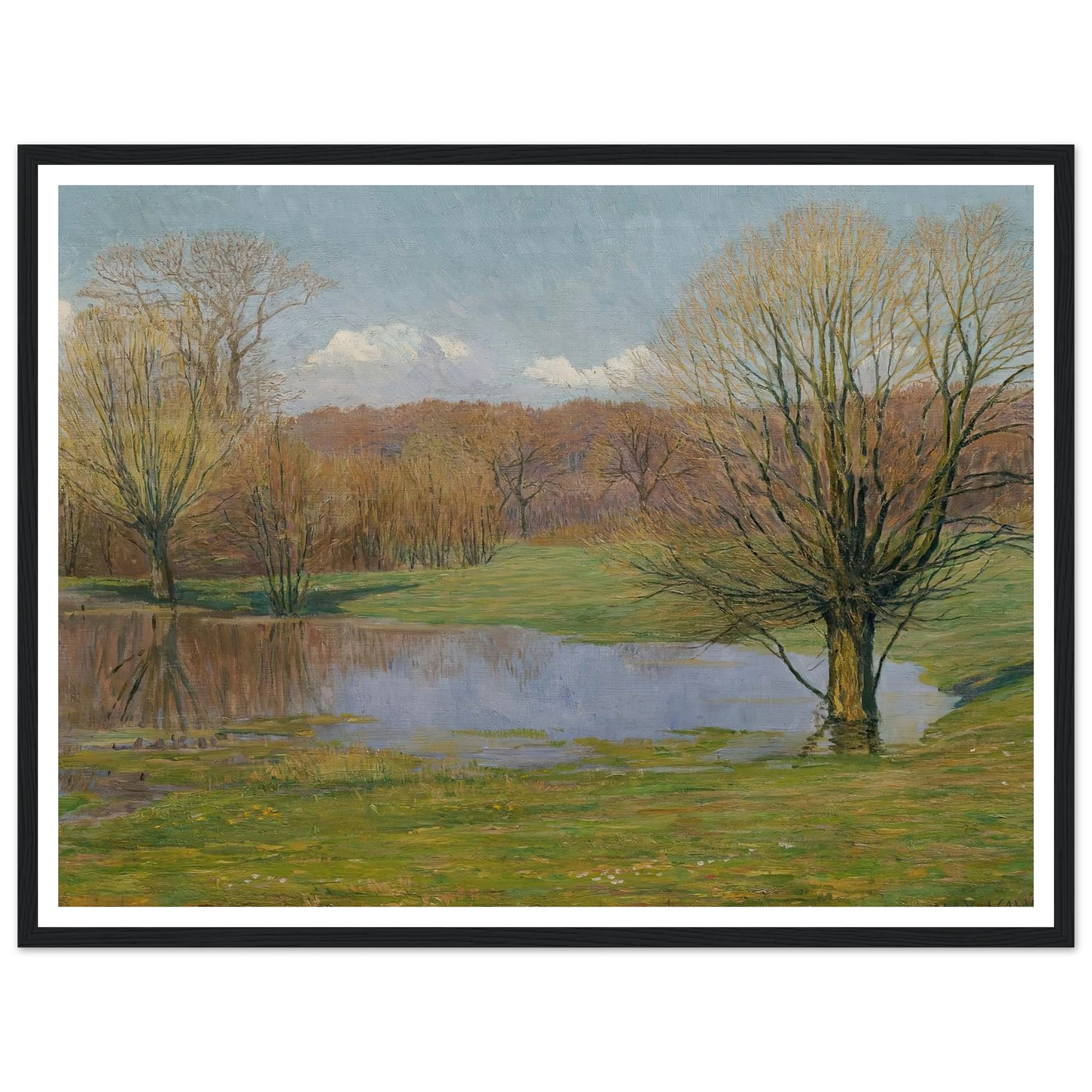 Aulandschaft im Vorfrühling (1927) Art Print | Max Kahrer - Framed Poster - 30x40 cm / 12x16″ - Black frame