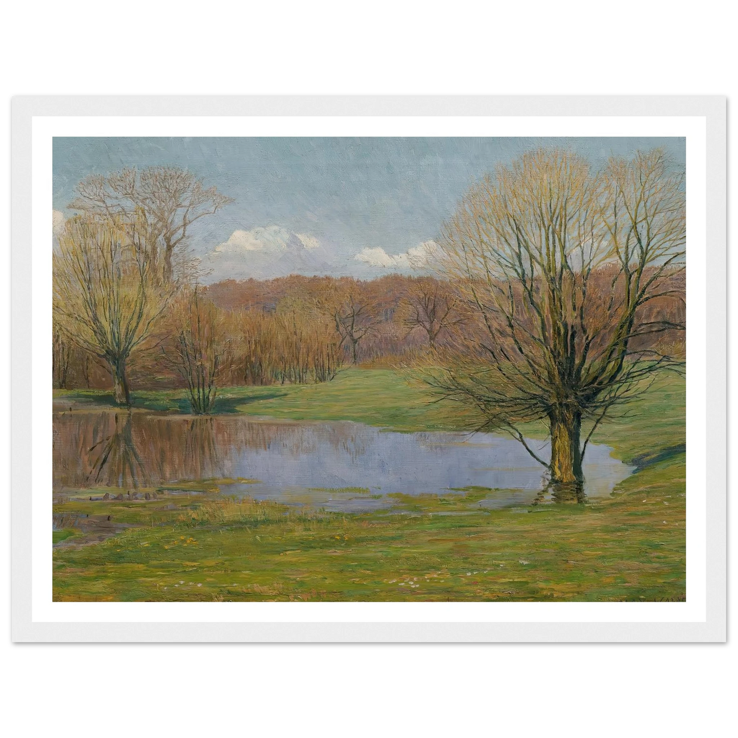Aulandschaft im Vorfrühling (1927) Art Print | Max Kahrer - Framed Poster - 30x40 cm / 12x16″ - Black frame
