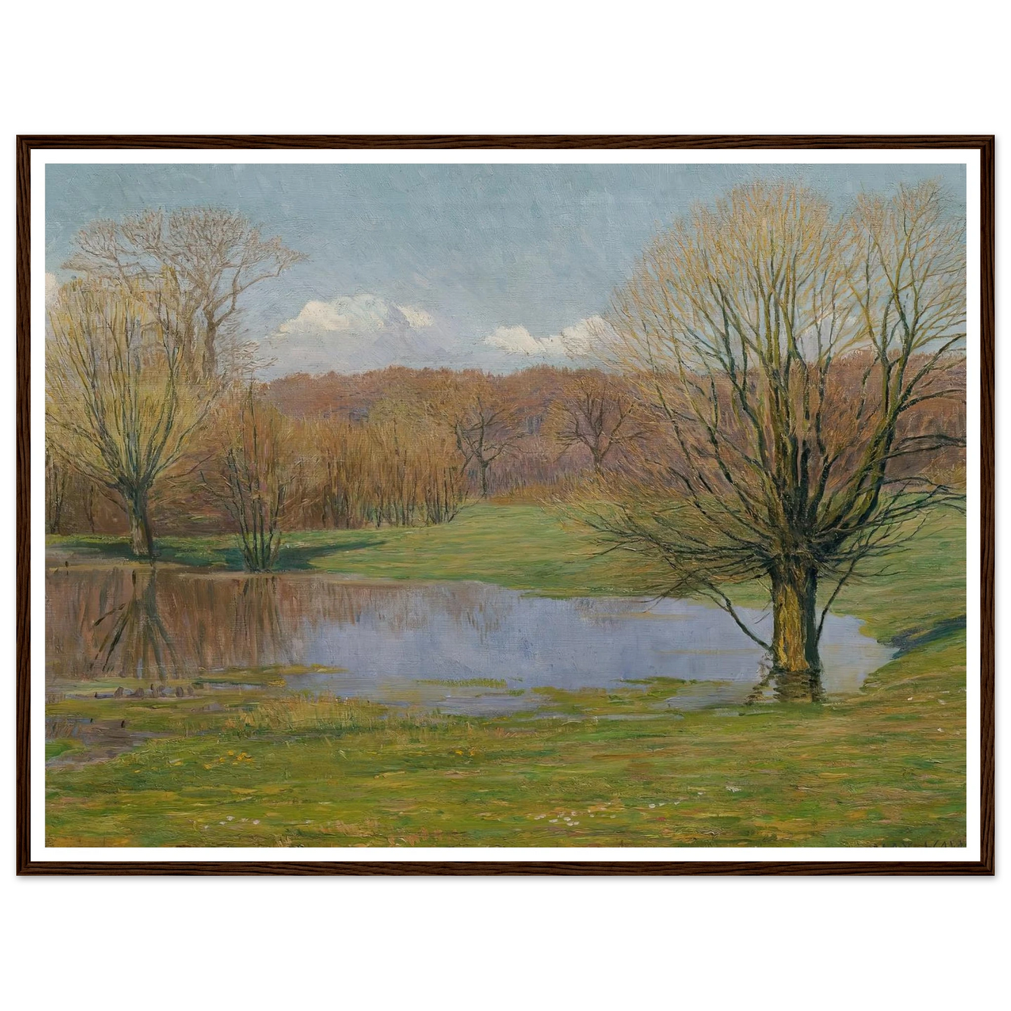Aulandschaft im Vorfrühling (1927) Art Print | Max Kahrer - Framed Poster - 30x40 cm / 12x16″ - Black frame
