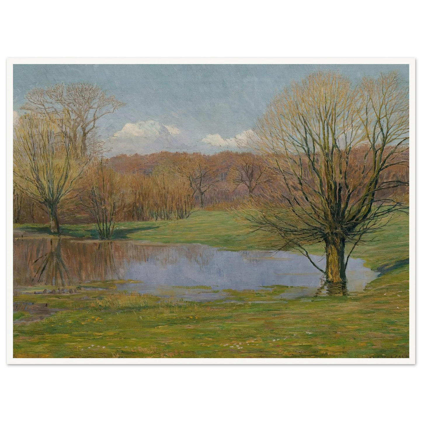 Aulandschaft im Vorfrühling (1927) Art Print | Max Kahrer - Framed Poster - 30x40 cm / 12x16″ - Black frame