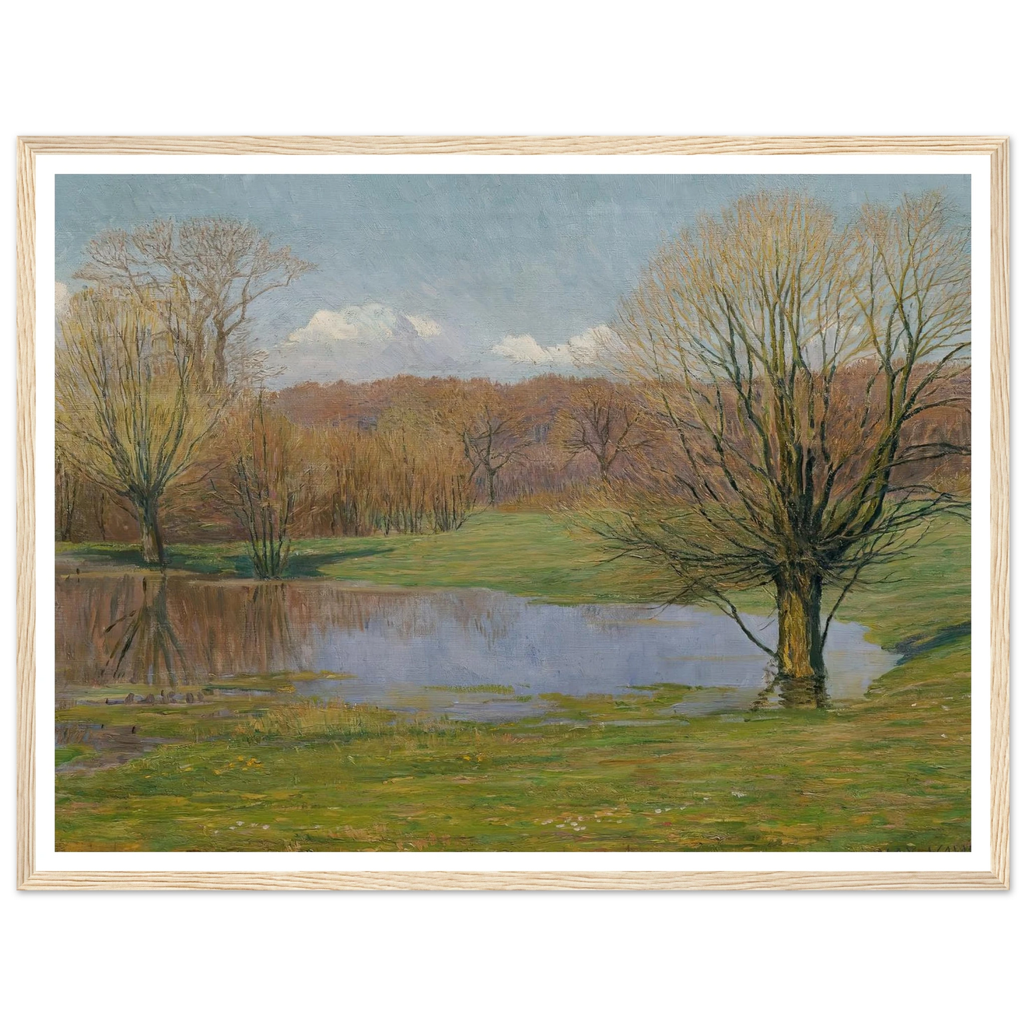 Aulandschaft im Vorfrühling (1927) Art Print | Max Kahrer - Framed Poster - 30x40 cm / 12x16″ - Black frame