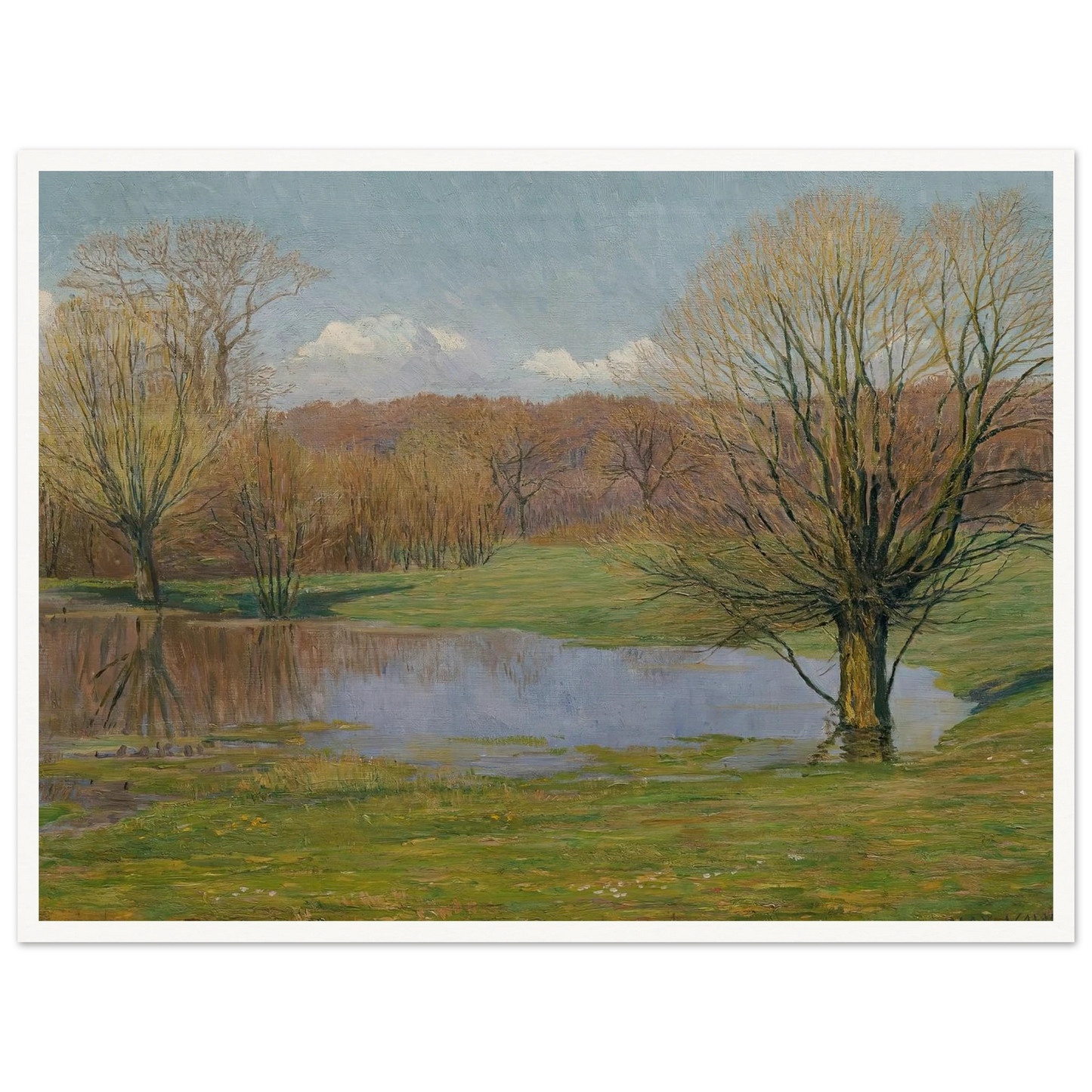 Aulandschaft im Vorfrühling (1927) Art Print | Max Kahrer - Framed Poster - 30x40 cm / 12x16″ - Black frame