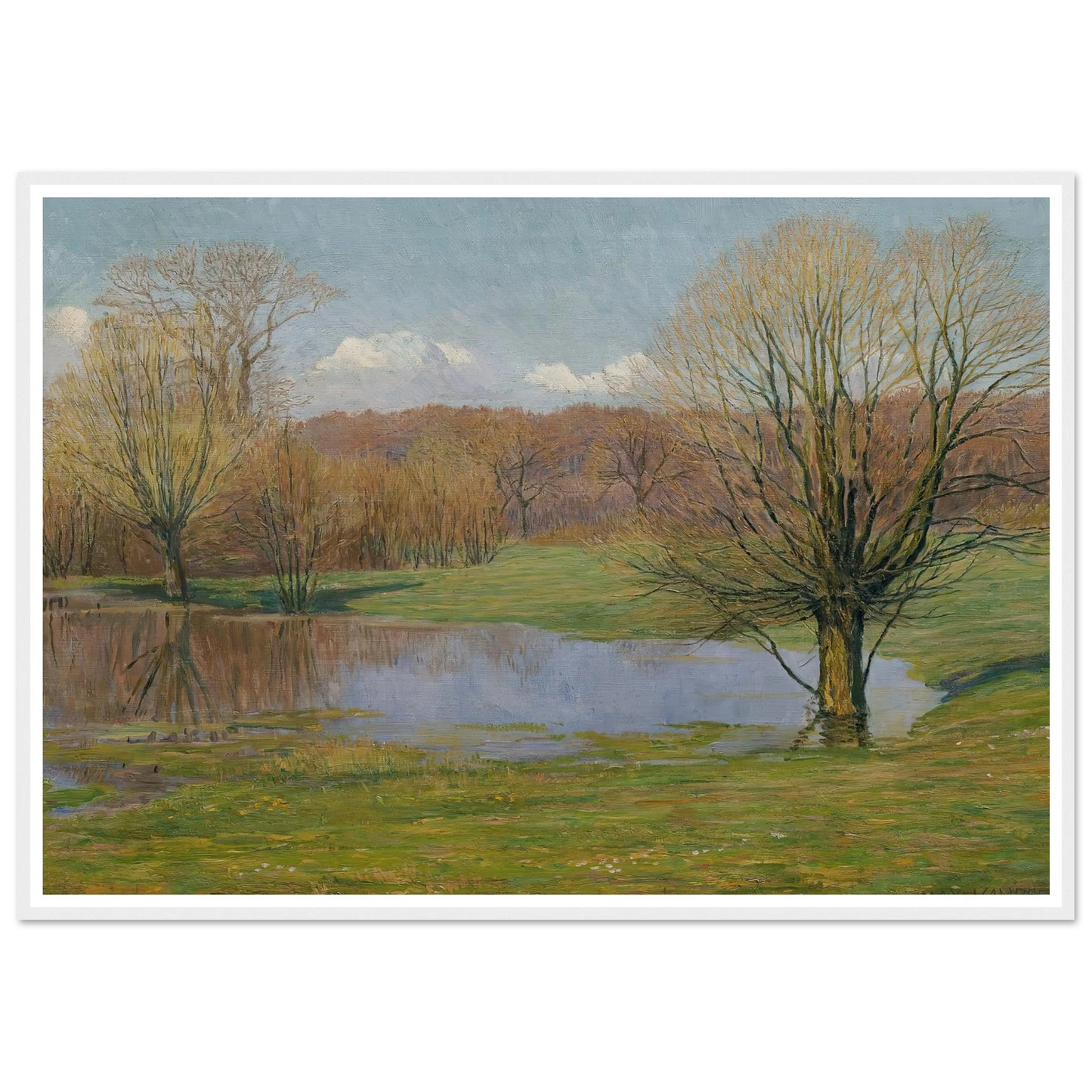 Aulandschaft im Vorfrühling (1927) Art Print | Max Kahrer - Framed Poster - 30x40 cm / 12x16″ - Black frame