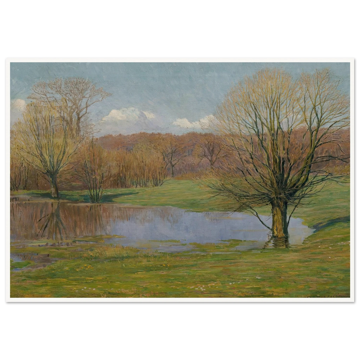 Aulandschaft im Vorfrühling (1927) Art Print | Max Kahrer - Framed Poster - 30x40 cm / 12x16″ - Black frame