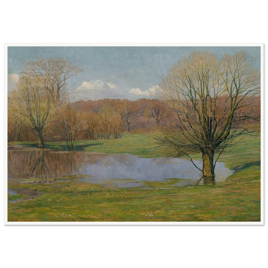 Aulandschaft im Vorfrühling (1927) Art Print | Max Kahrer - Framed Poster - 30x40 cm / 12x16″ - Black frame