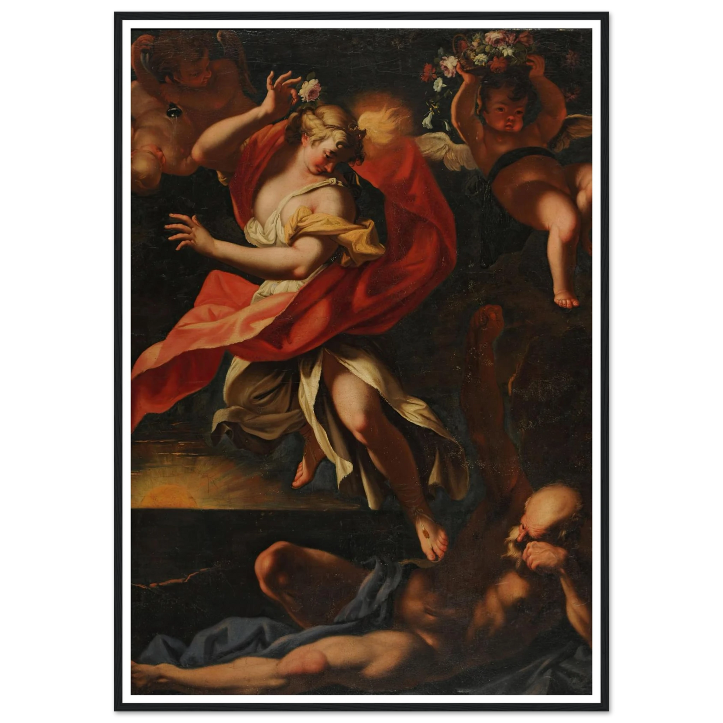 Aurora y Thyton Art Print | Sebastiano Ricci - Framed Poster - 30x40 cm / 12x16″ - Black frame