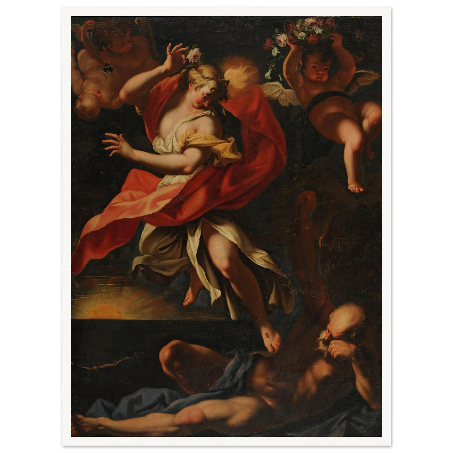 Aurora y Thyton Art Print | Sebastiano Ricci - Framed Poster - 30x40 cm / 12x16″ - Black frame