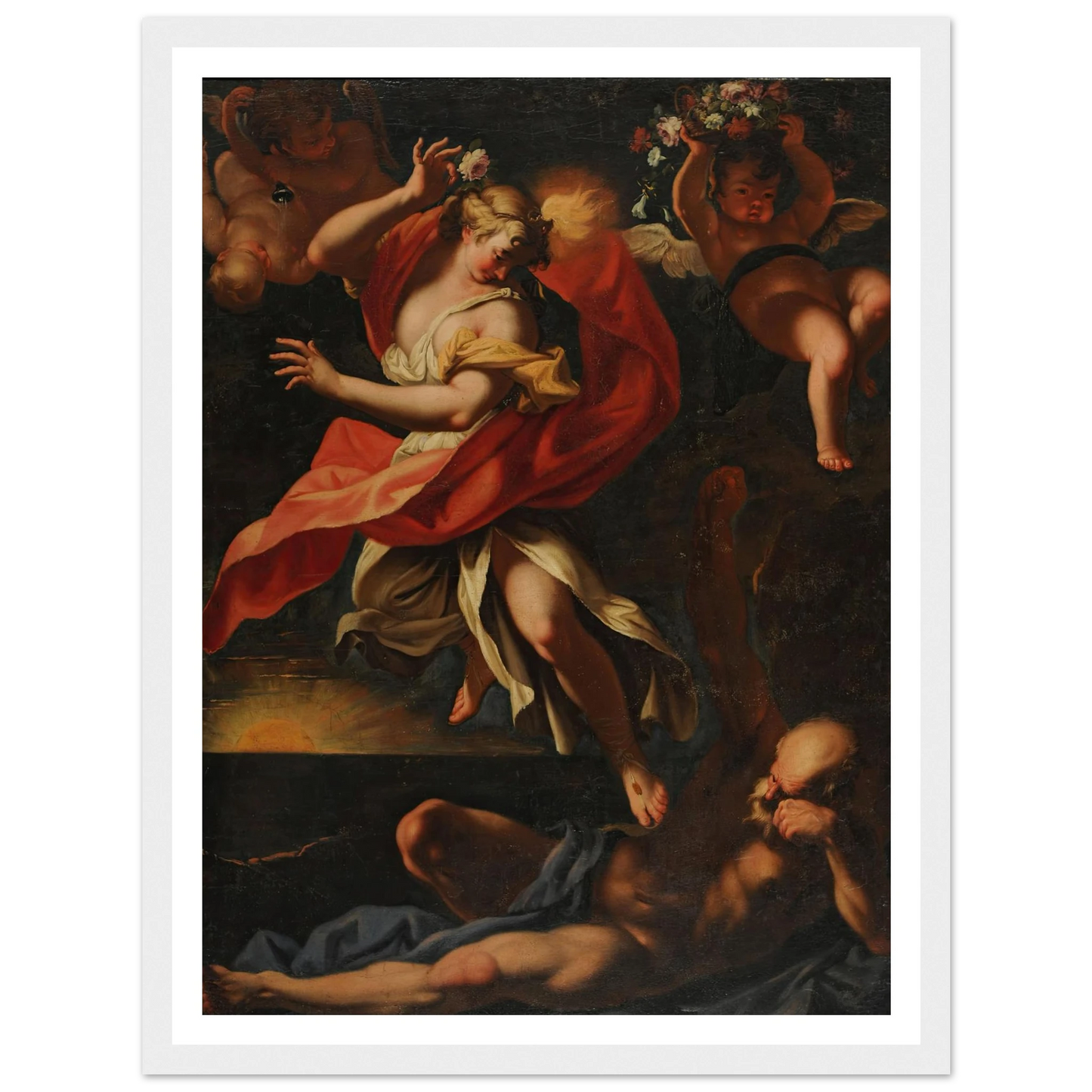 Aurora y Thyton Art Print | Sebastiano Ricci - Framed Poster - 30x40 cm / 12x16″ - Black frame
