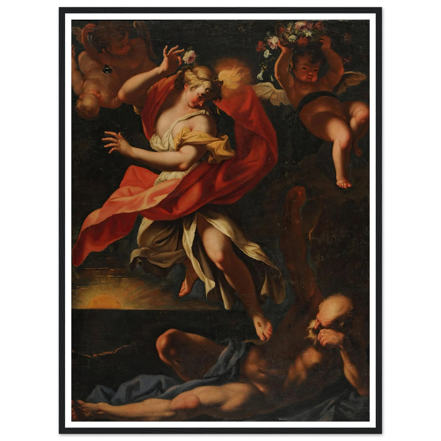 Aurora y Thyton Art Print | Sebastiano Ricci - Framed Poster - 30x40 cm / 12x16″ - Black frame