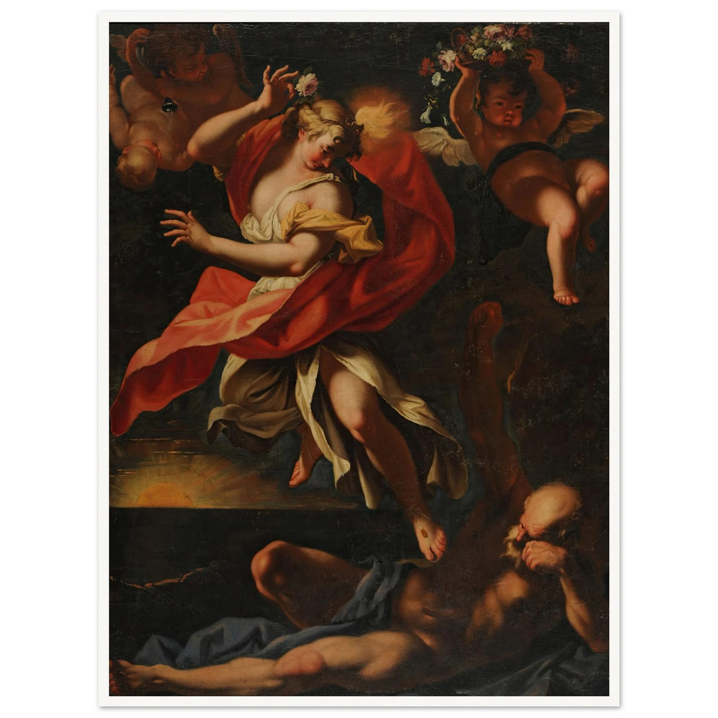 Aurora y Thyton Art Print | Sebastiano Ricci - Framed Poster - 30x40 cm / 12x16″ - Black frame