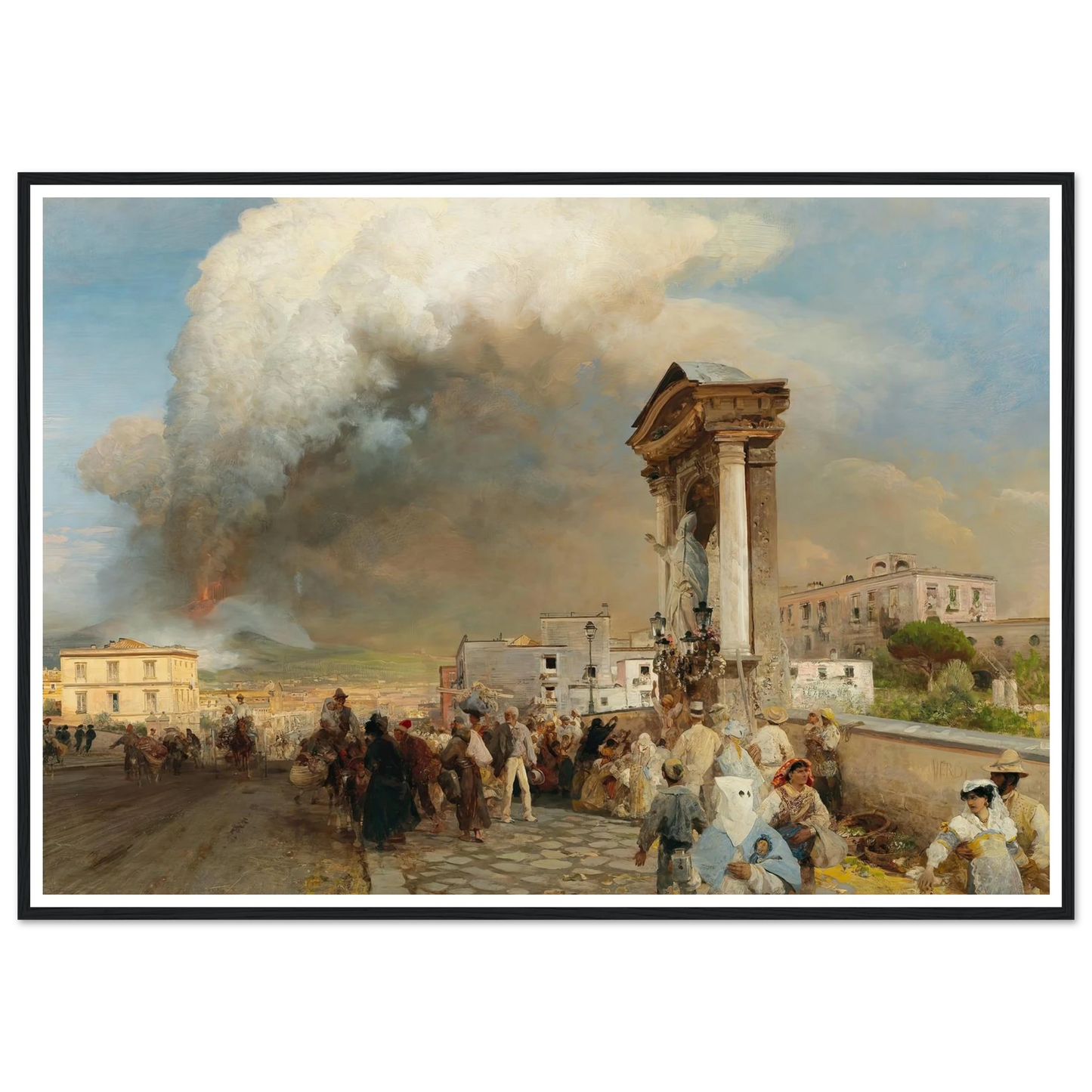Ausbruch des Vesuv Art Print | Oswald Achenbach - Framed Poster - 30x40 cm / 12x16″ - Black frame