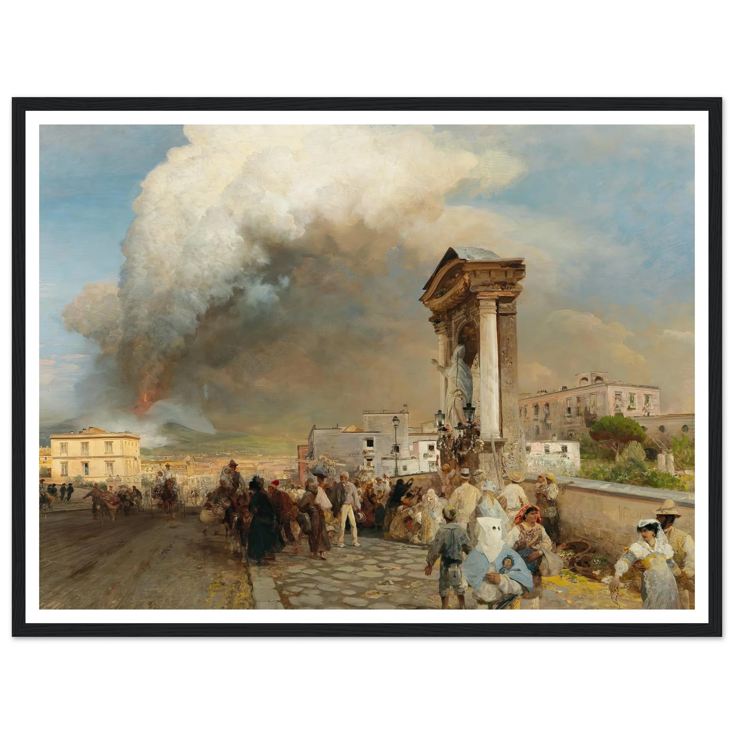 Ausbruch des Vesuv Art Print | Oswald Achenbach - Framed Poster - 30x40 cm / 12x16″ - Black frame