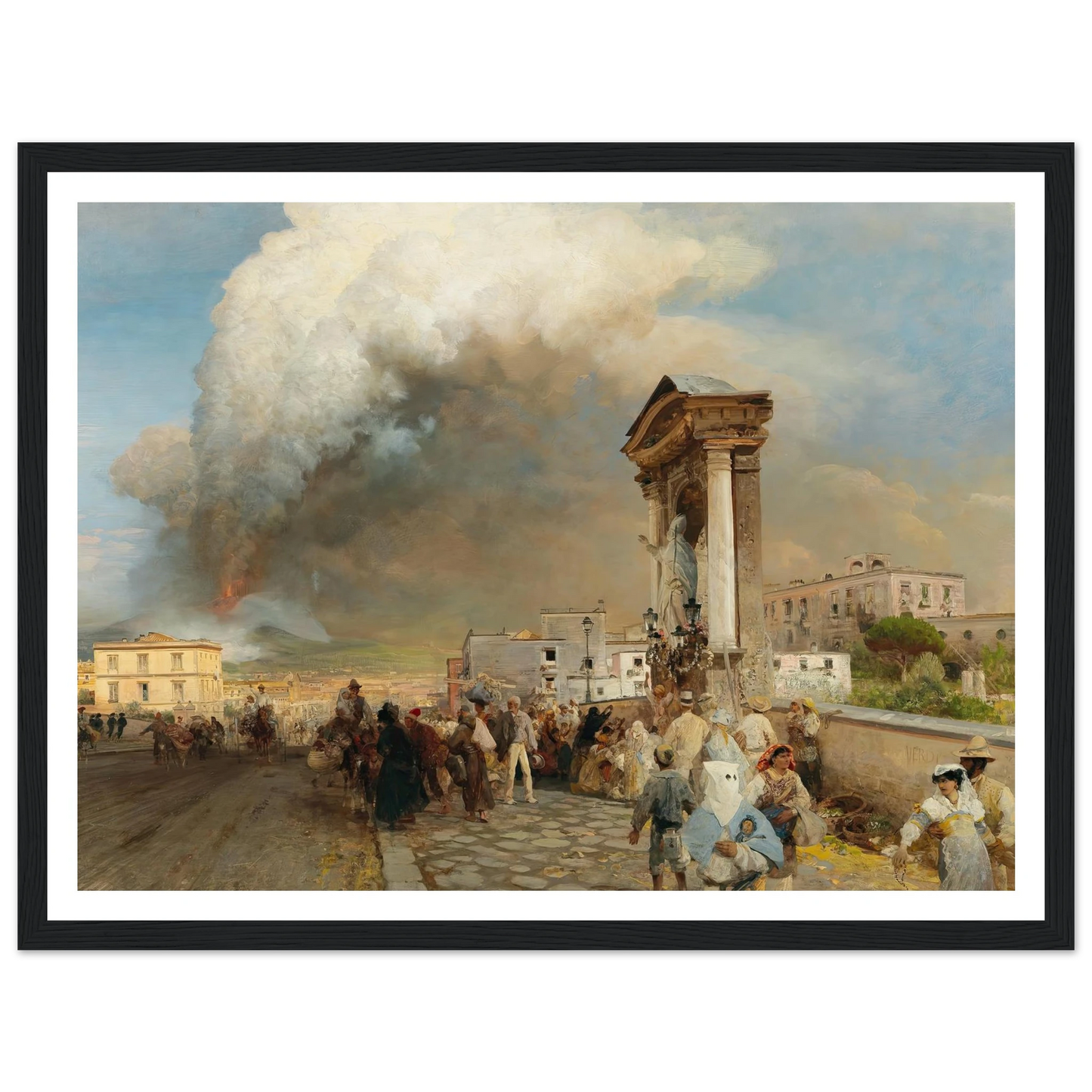 Ausbruch des Vesuv Art Print | Oswald Achenbach - Framed Poster - 30x40 cm / 12x16″ - Black frame